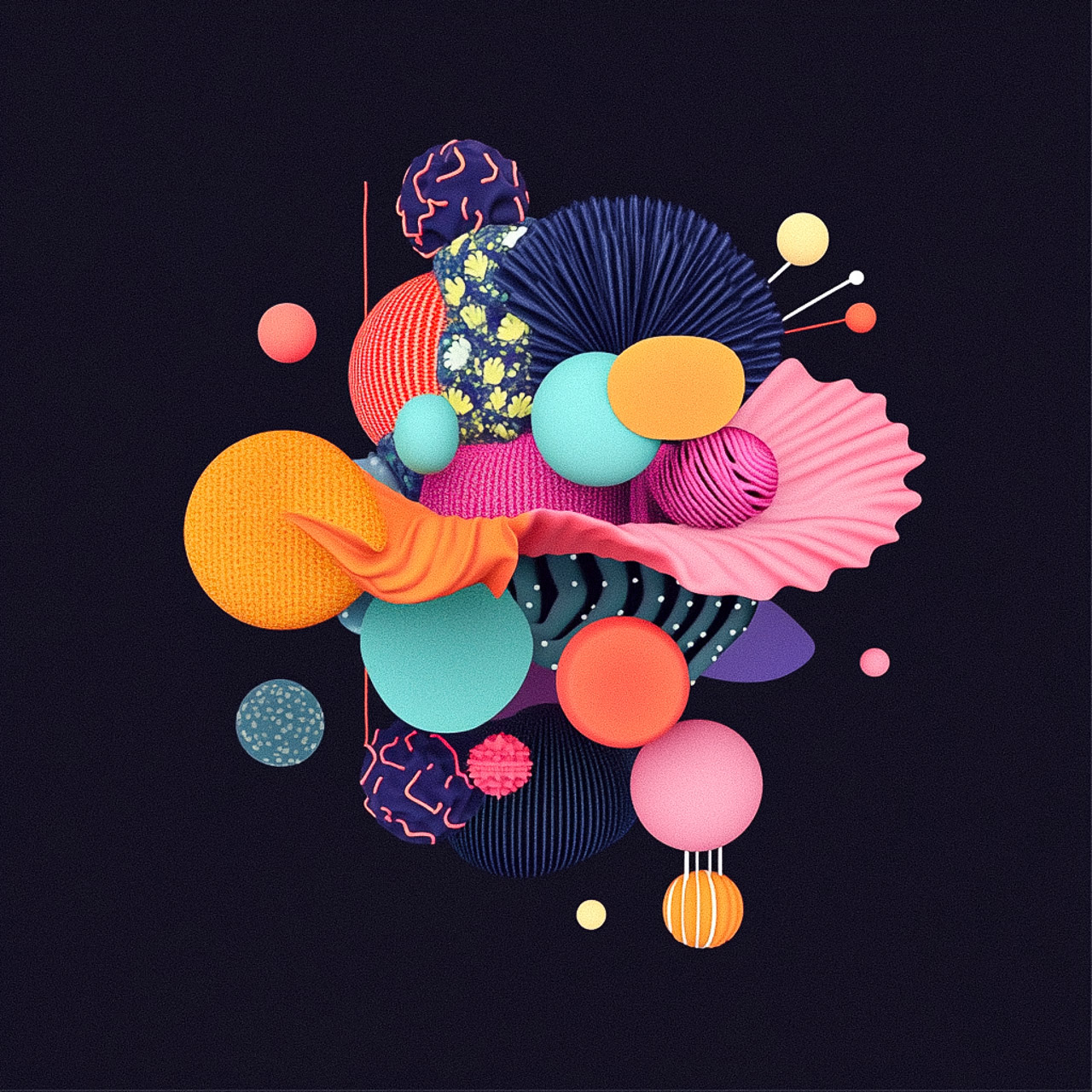 Abstract 3D render using Midjourney prompt with SREF codes for unique visual styles and artistic techniques.