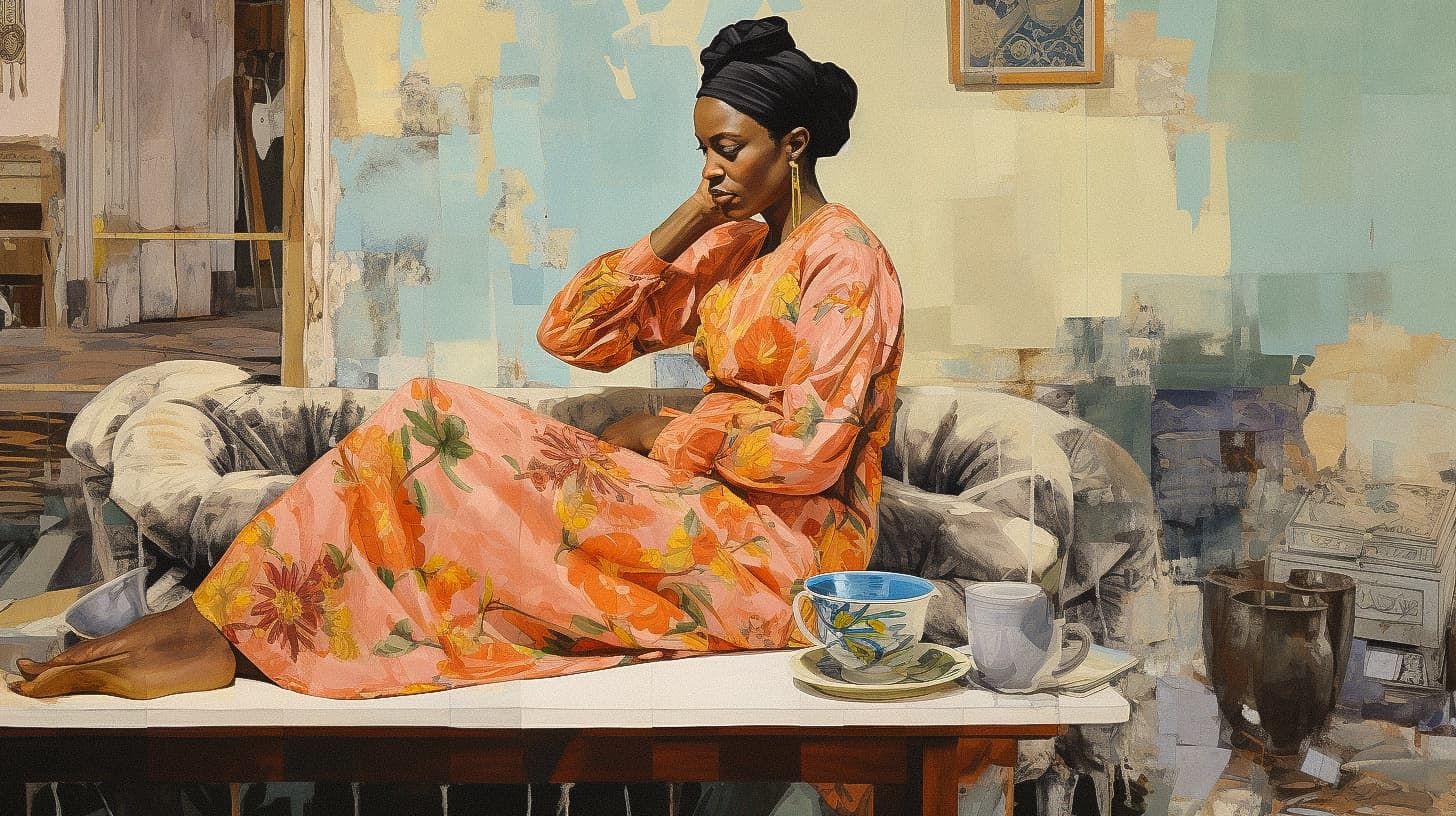 Njideka Akunyili Crosby Midjourney style | Andrei Kovalev's Midlibrary