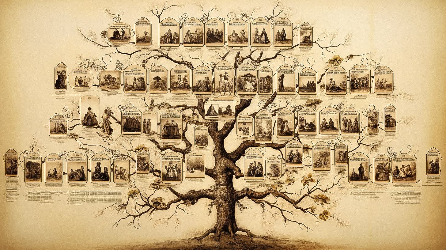 Genealogical tree Midjourney style | Andrei Kovalev's Midlibrary