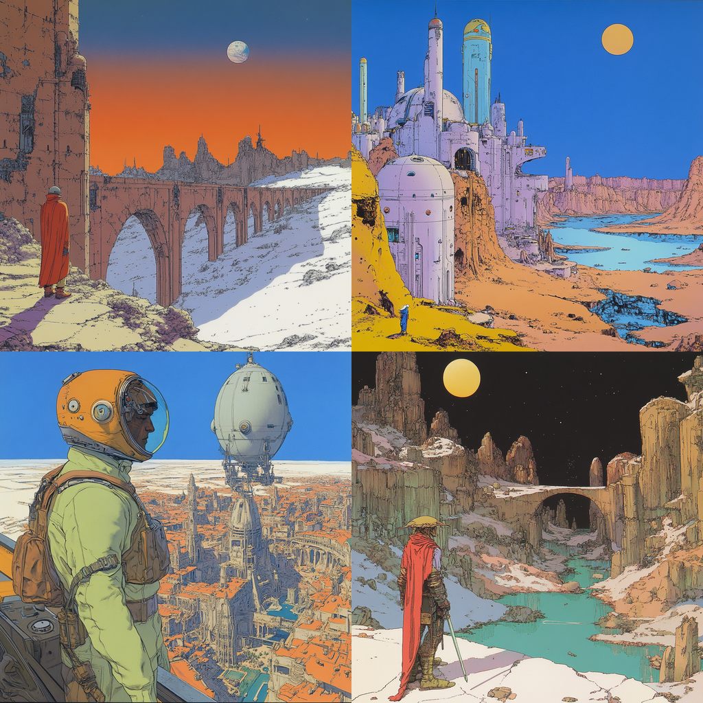 Moebius Midjourney style | Andrei Kovalev's Midlibrary, image size:1024x1024