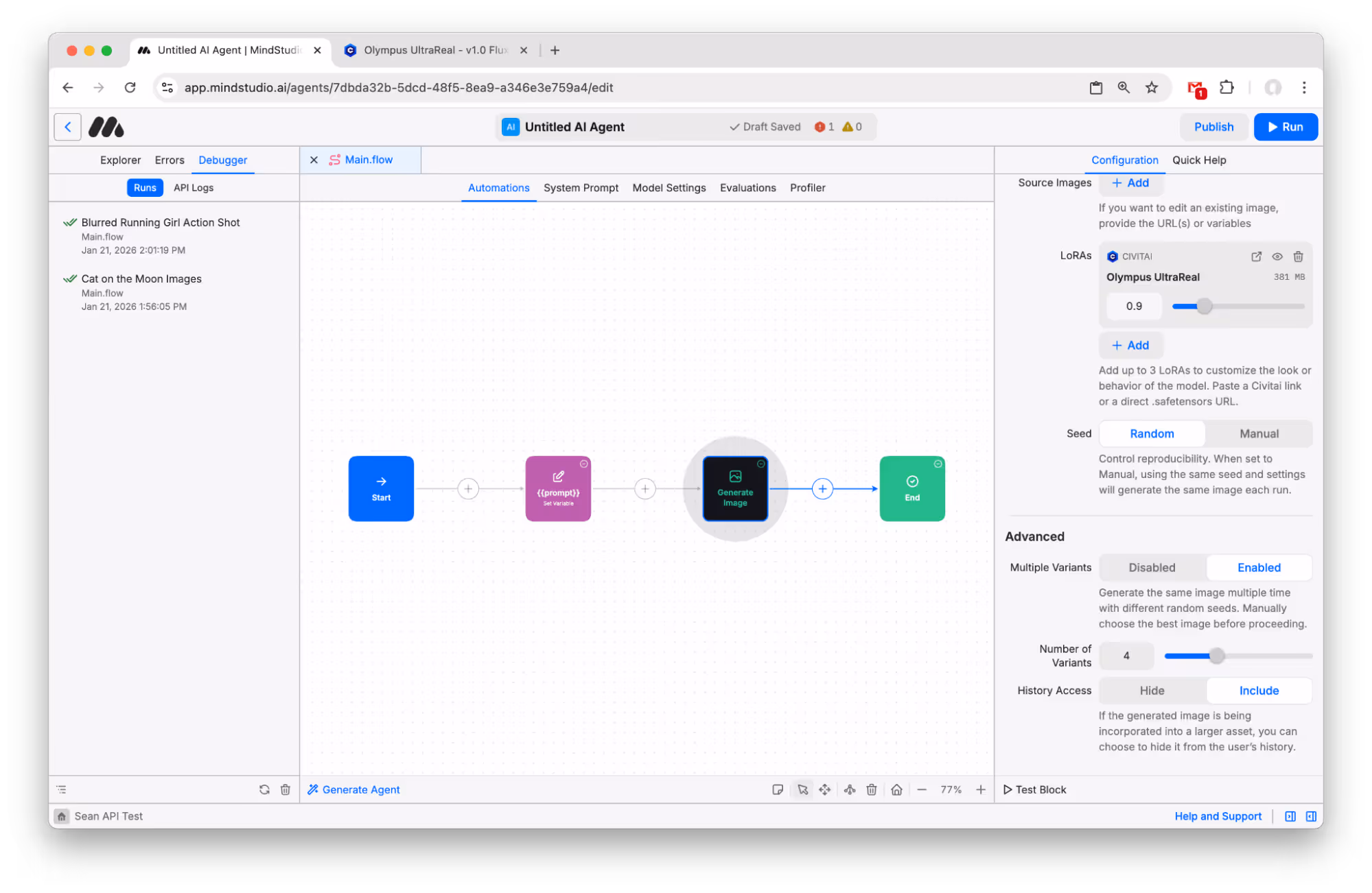 Set Multiple Variants to Enabled in the Generate Image block