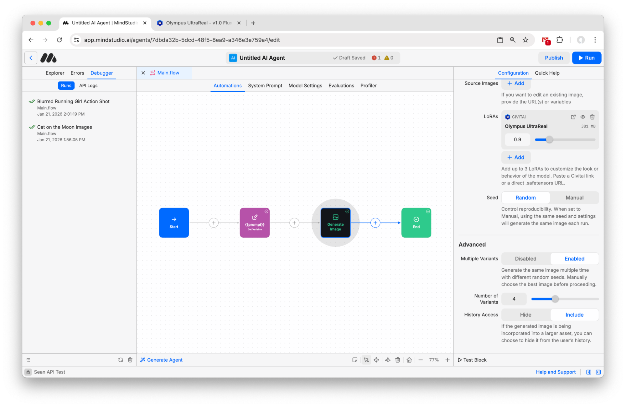 Set Multiple Variants to Enabled in the Generate Image block