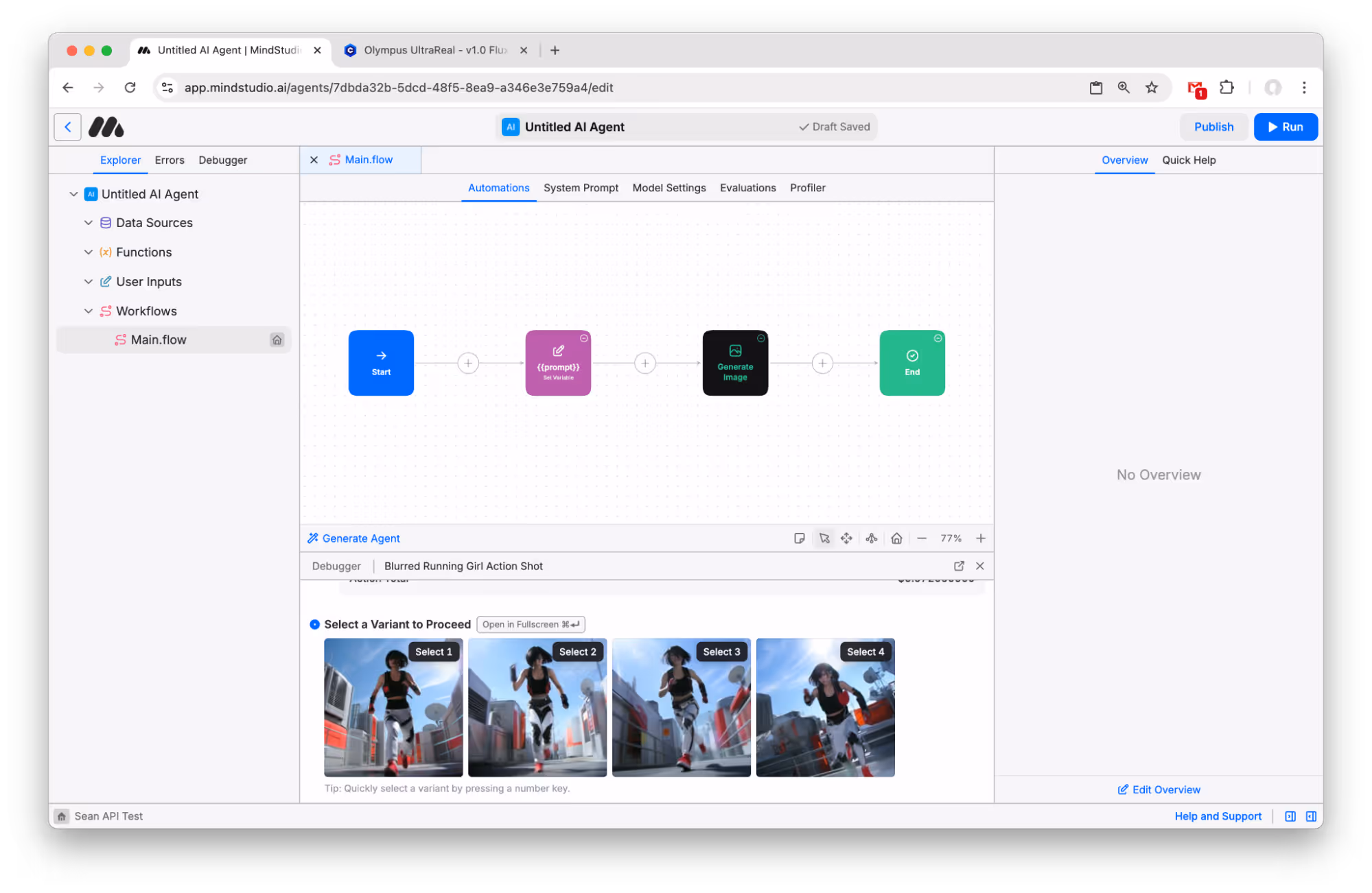 Four variants of the image are generated
