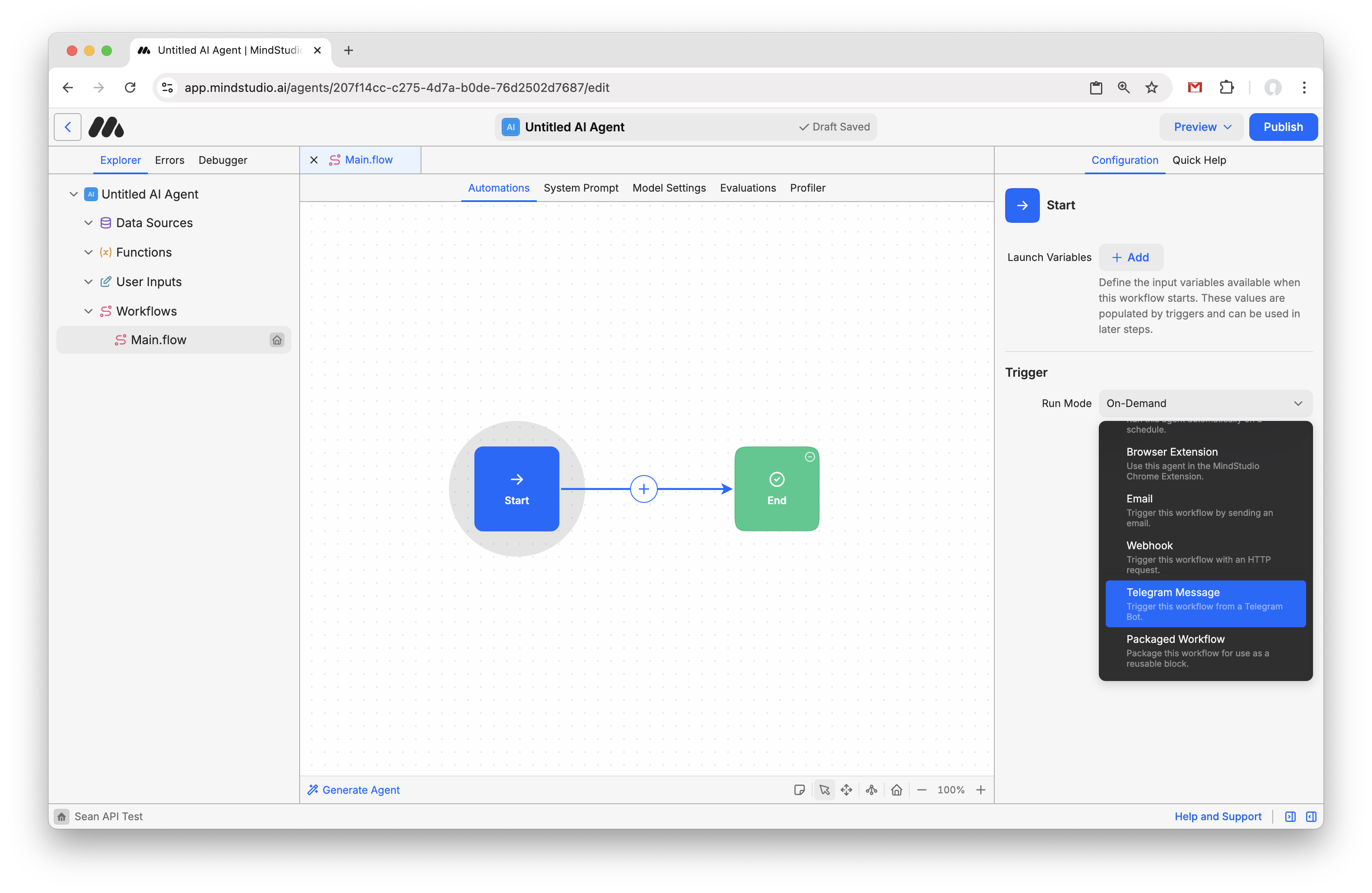 Change the MindStudio Agent to Workbench trigger mode