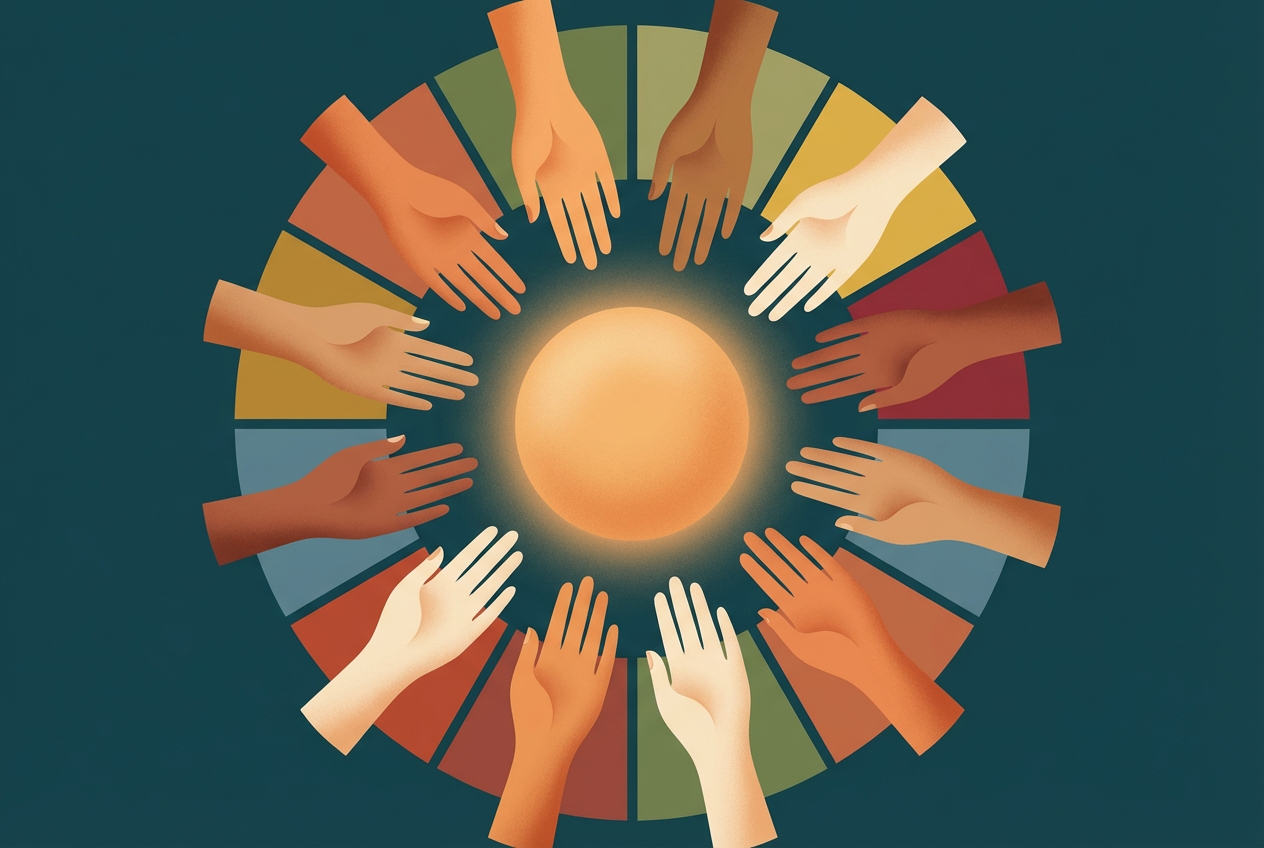 An illustration of diverse hands