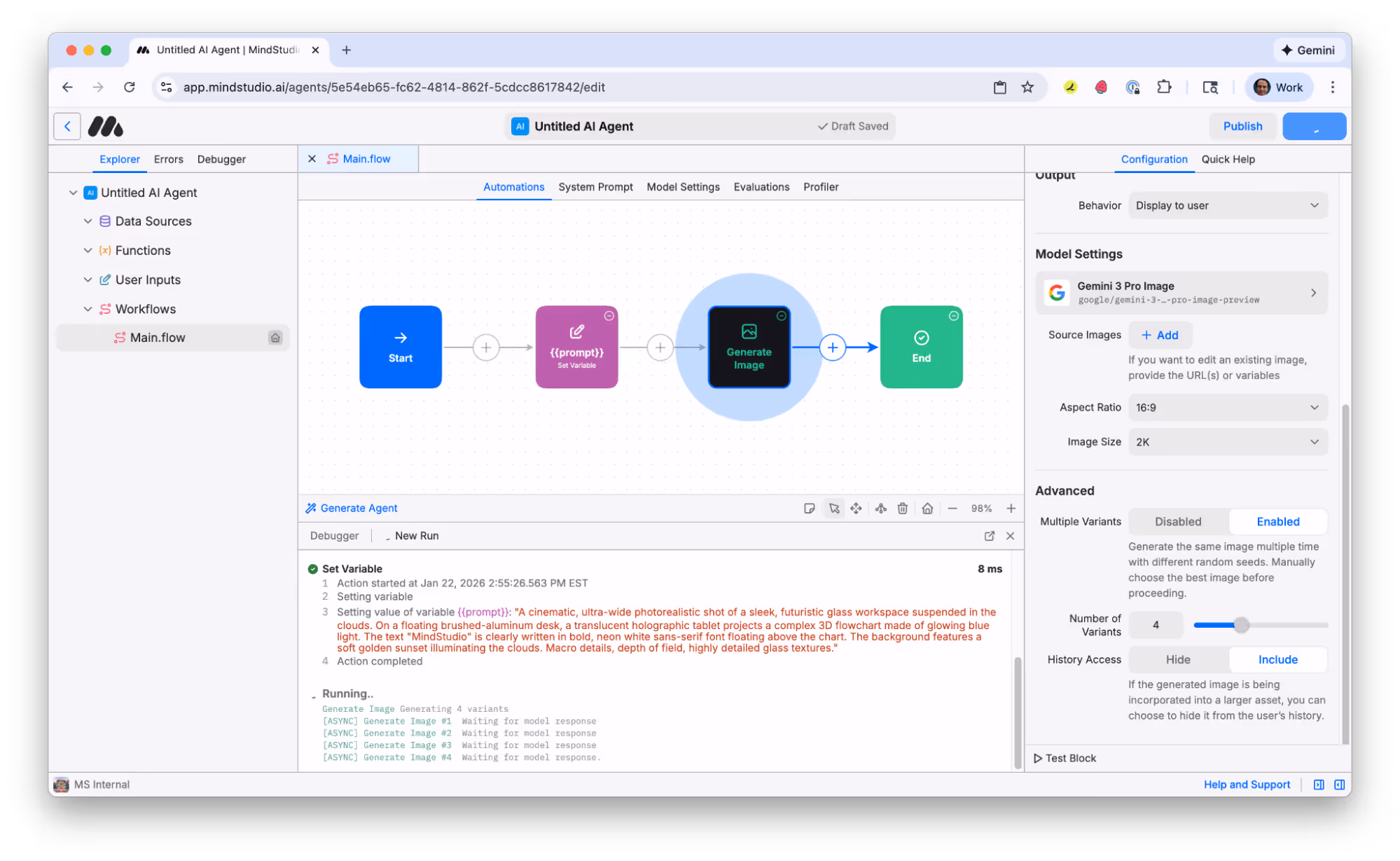 Run the MindStudio workflow to generate the images