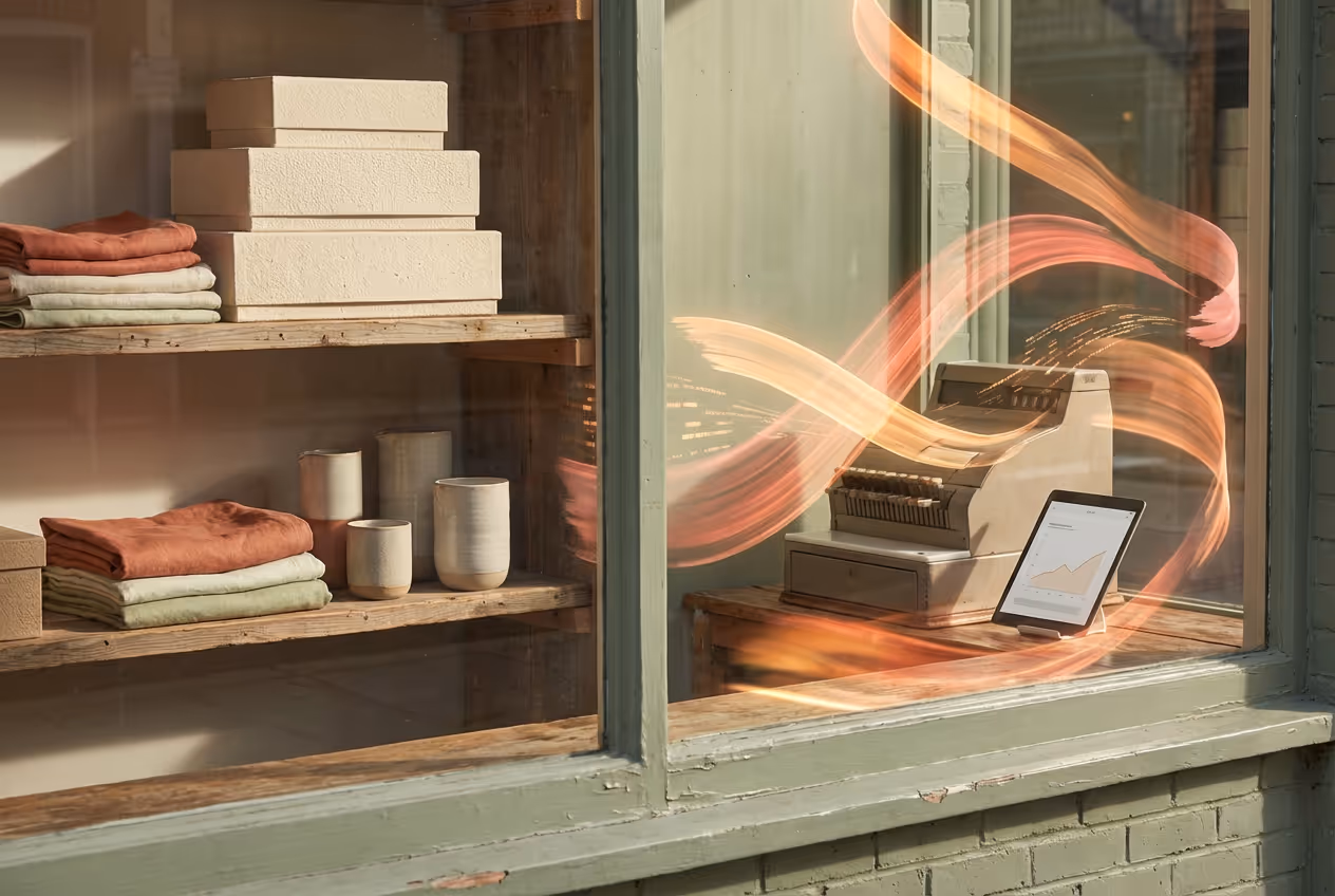 A shop window display with