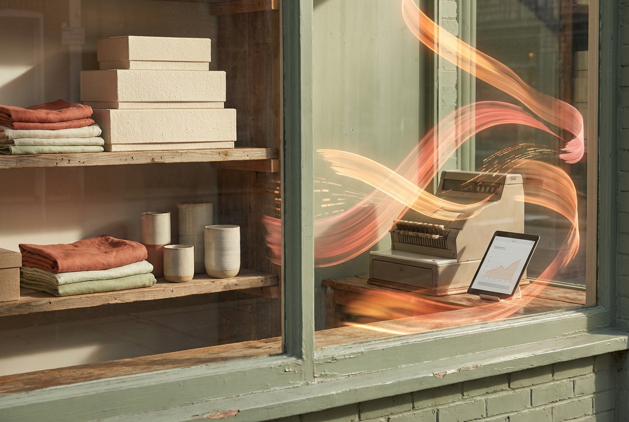 A shop window display with