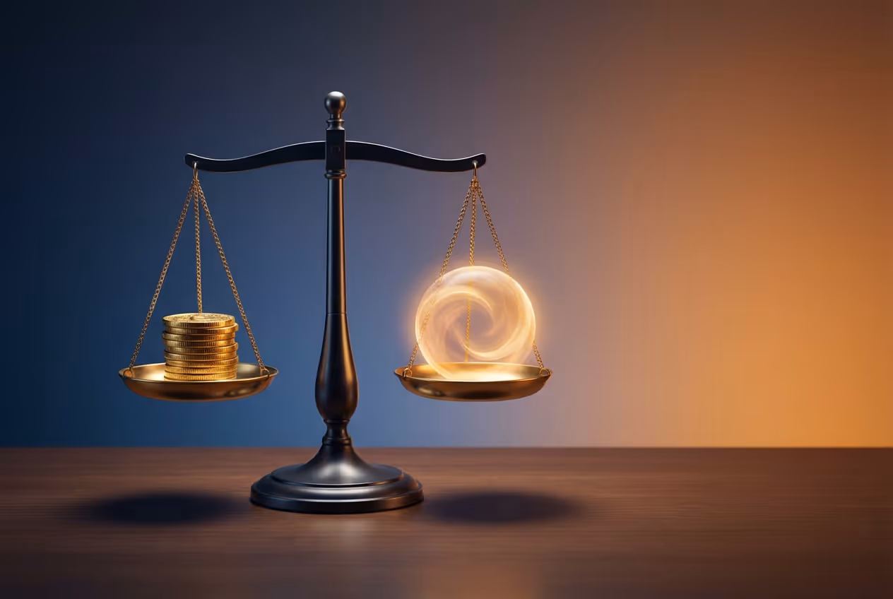 A balance scale weighing a