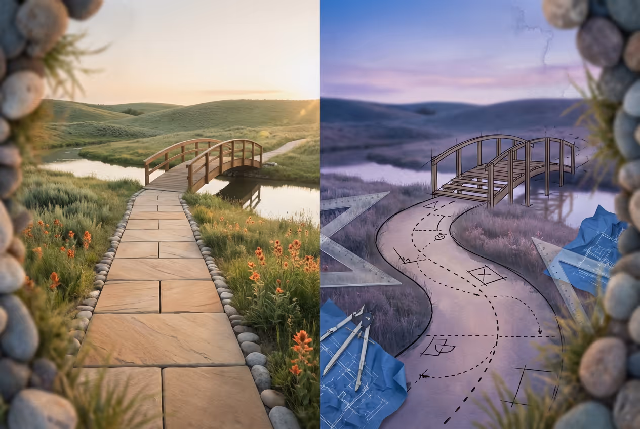 A split image showing