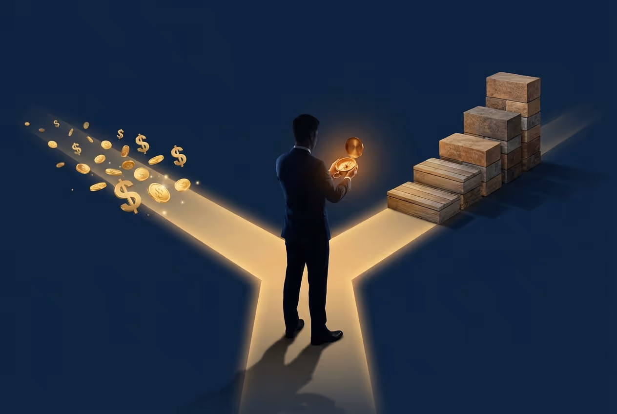 A businessman with a compass