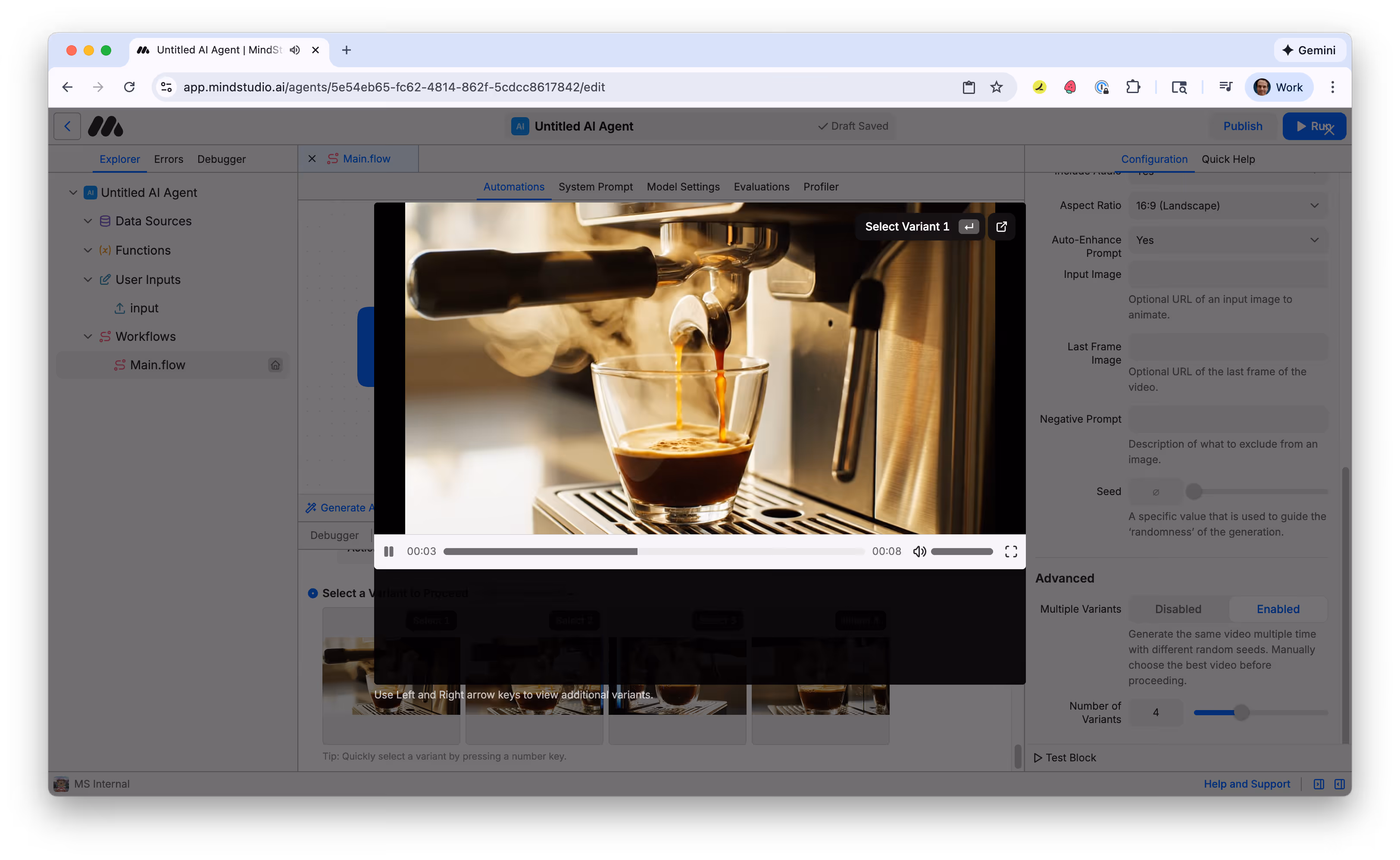 View video in full screen in MindStudio
