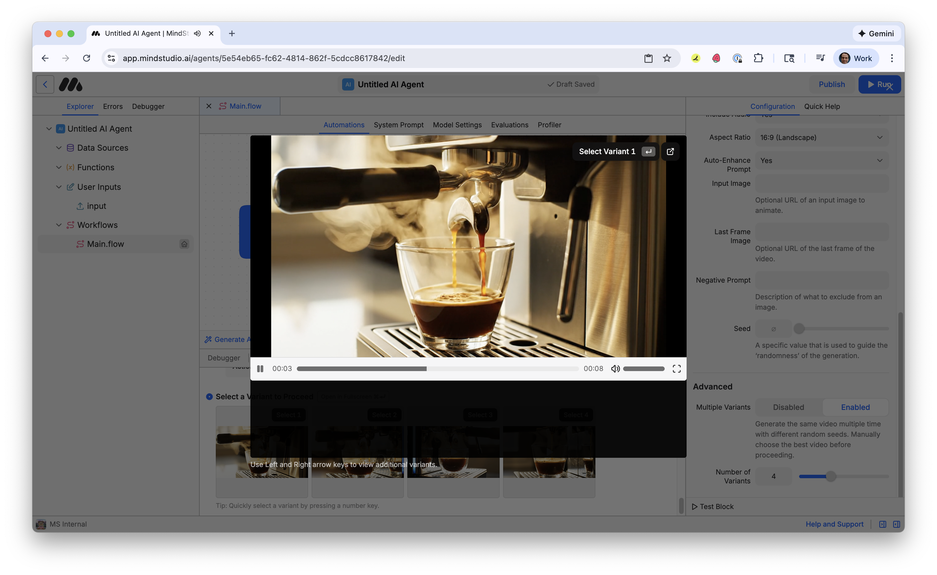 View video in full screen in MindStudio