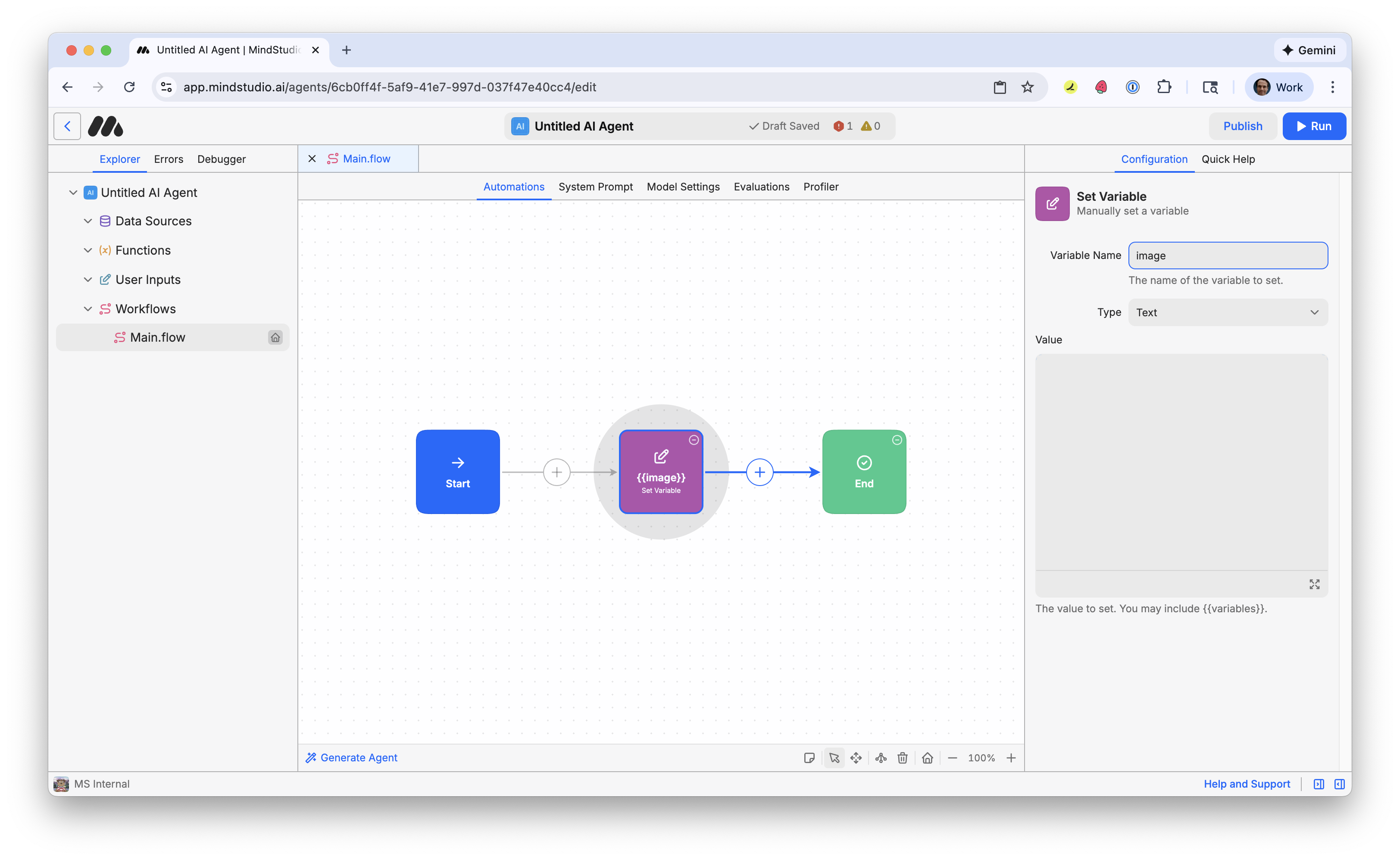 Set variable name to image in the first Set Variable block