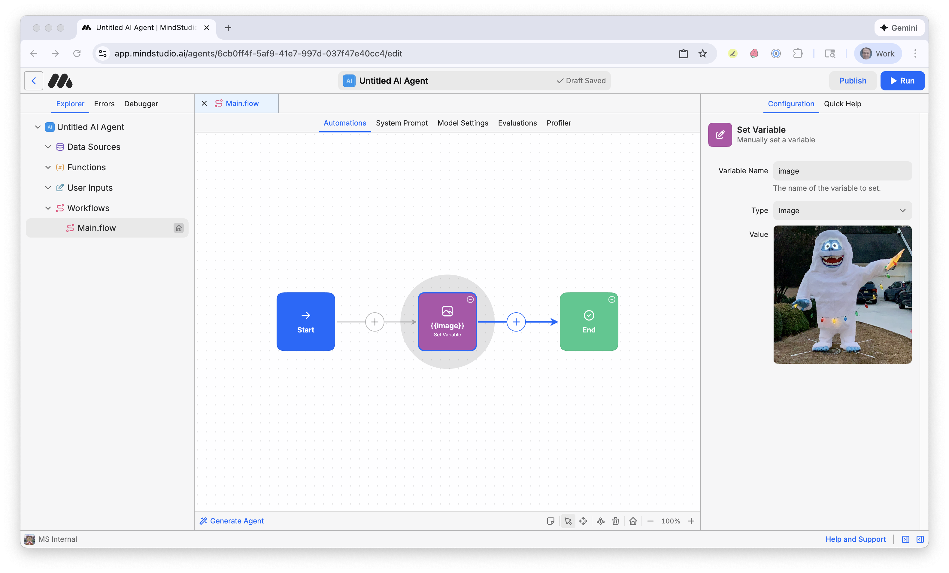 Add the reference image to the first Set Variable block