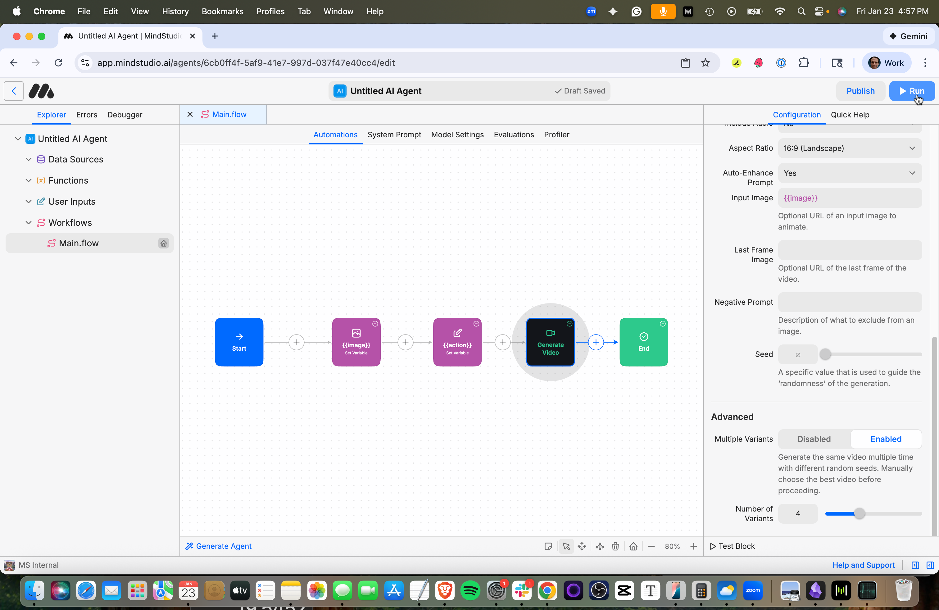 Press Run to run the MindStudio workbench