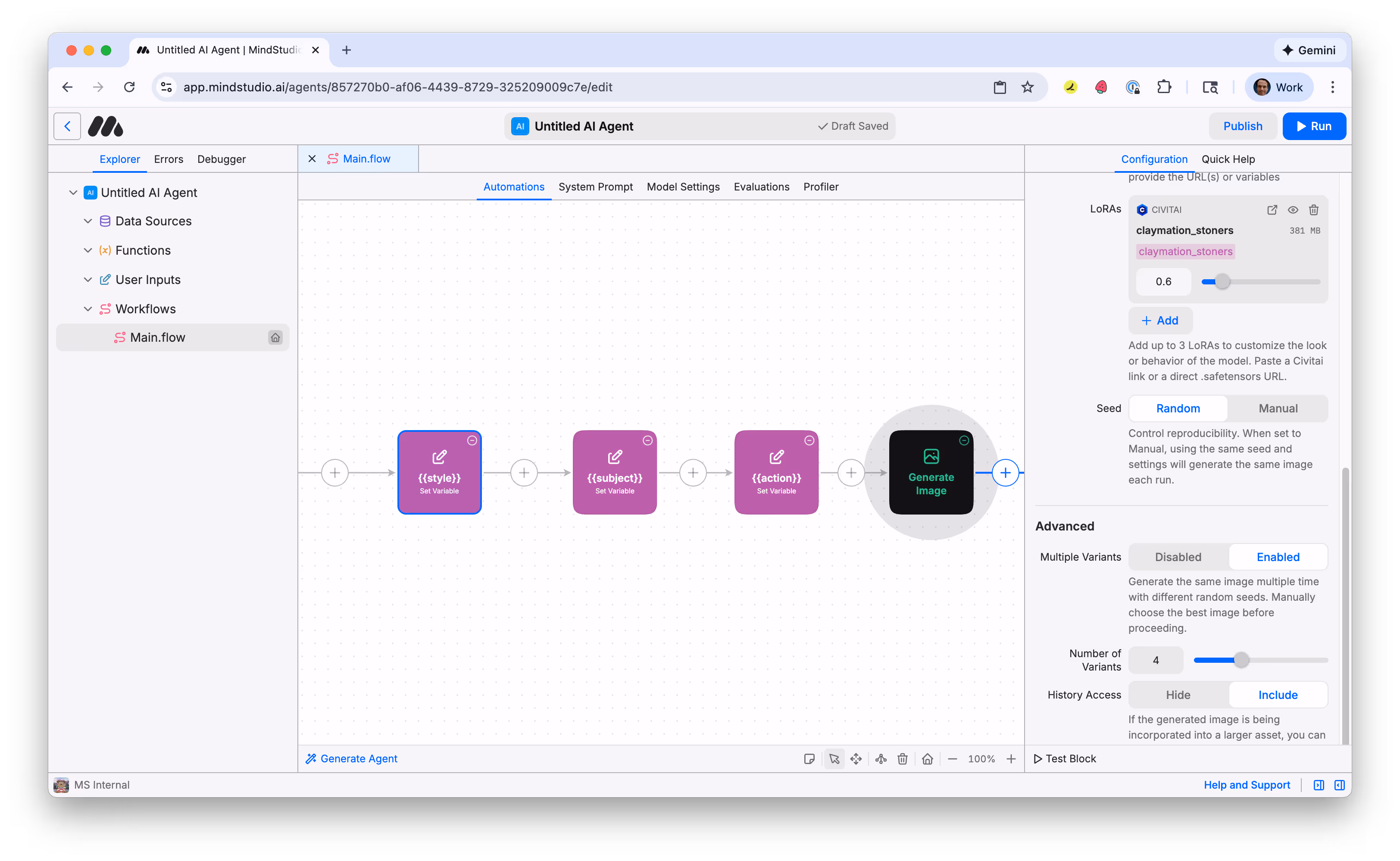Set to generate multiple variants of the image