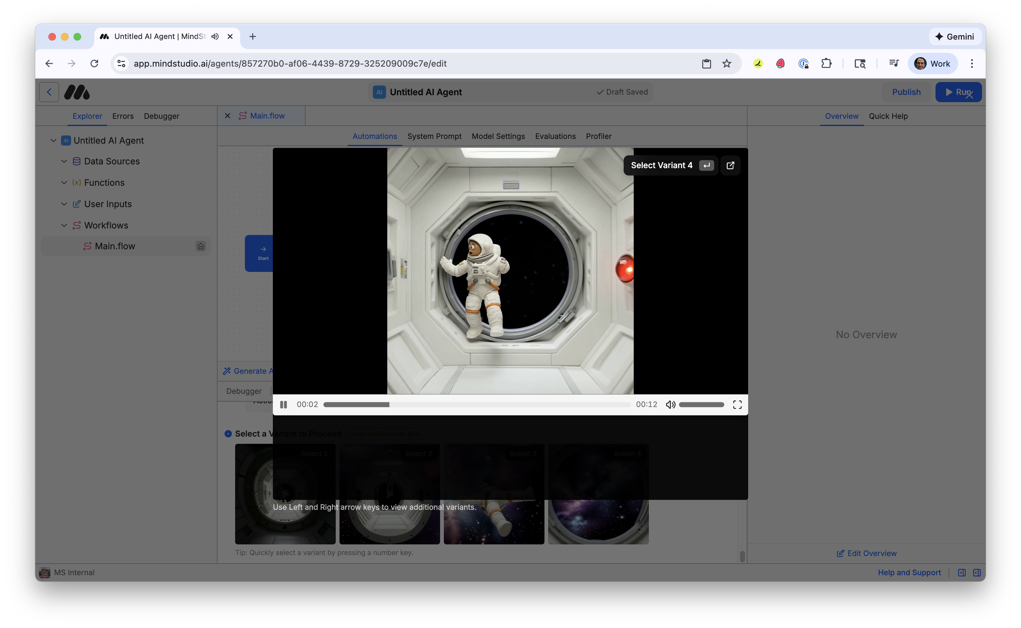 AI generated video displays in MindStudio