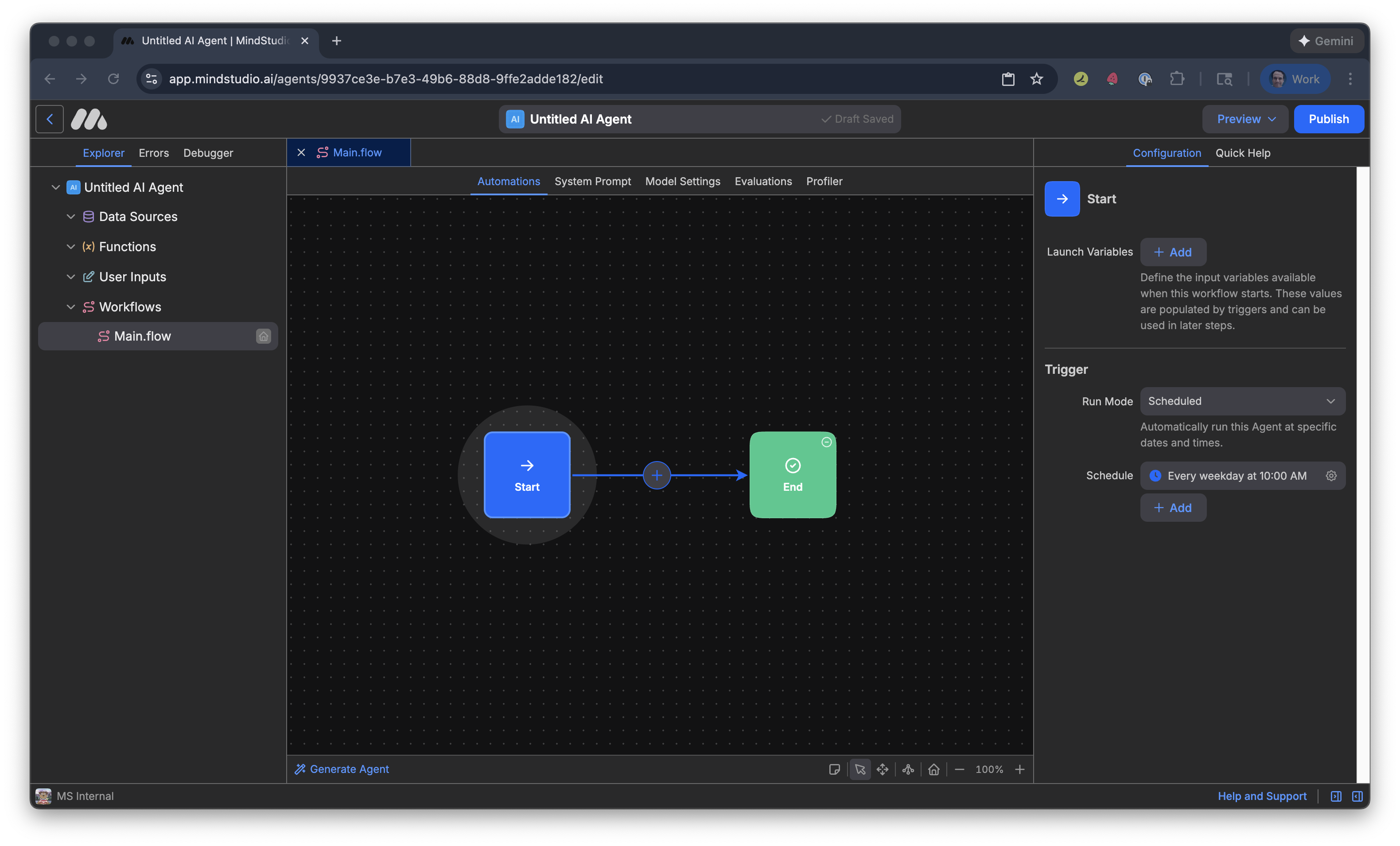 Schedule is ready in the MindStudio AI agent