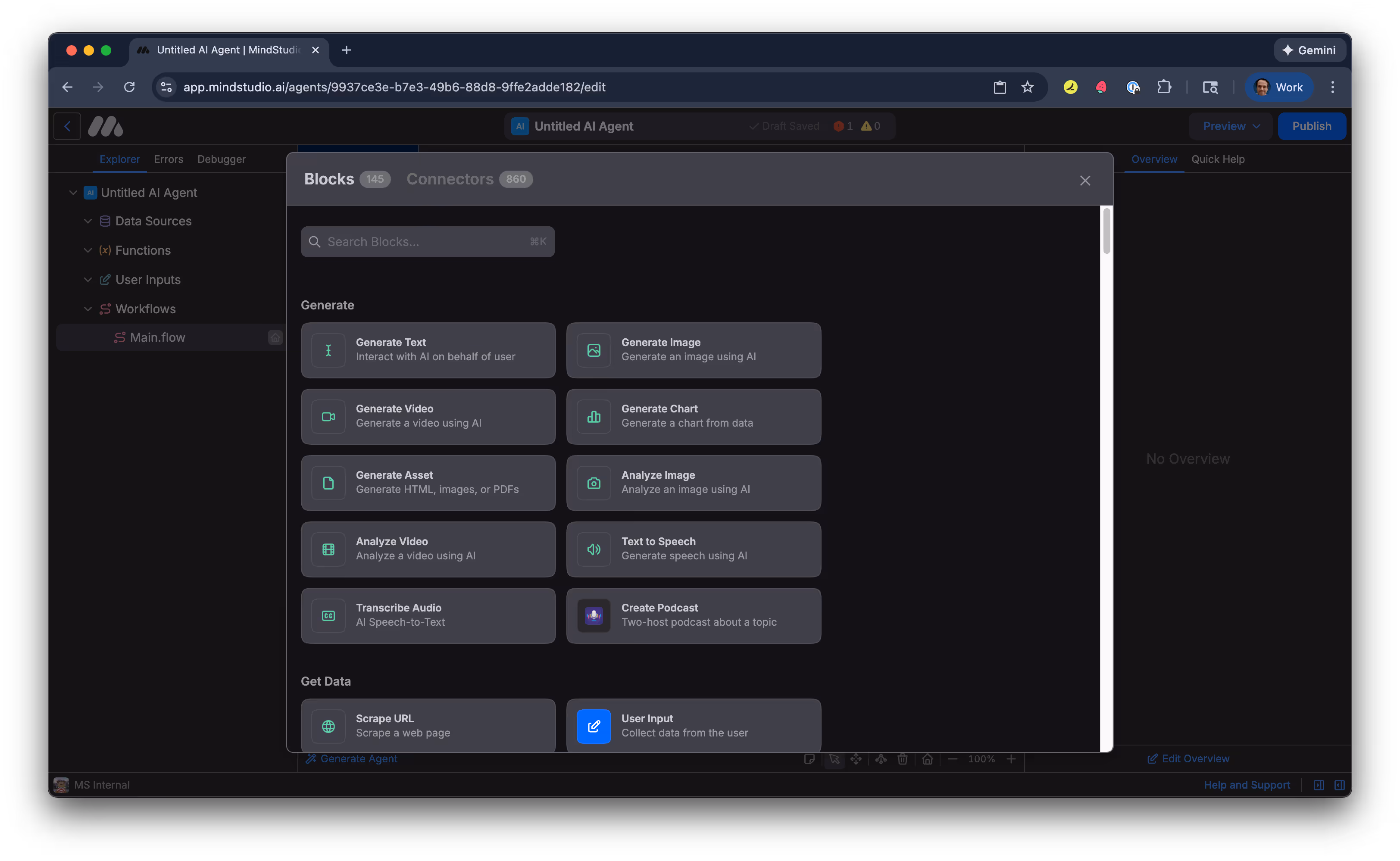 All MindStudio block display for selection