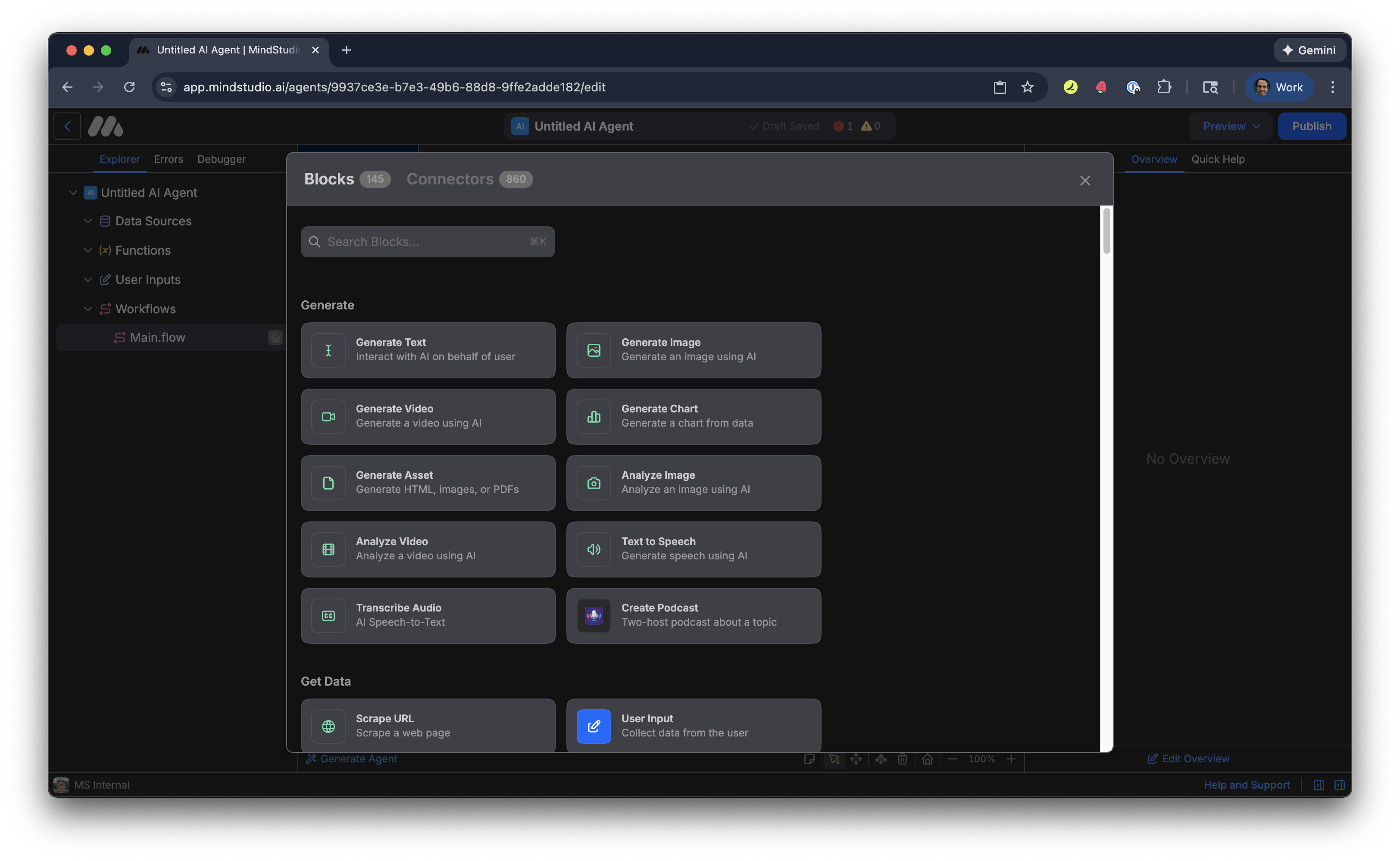 All MindStudio block display for selection