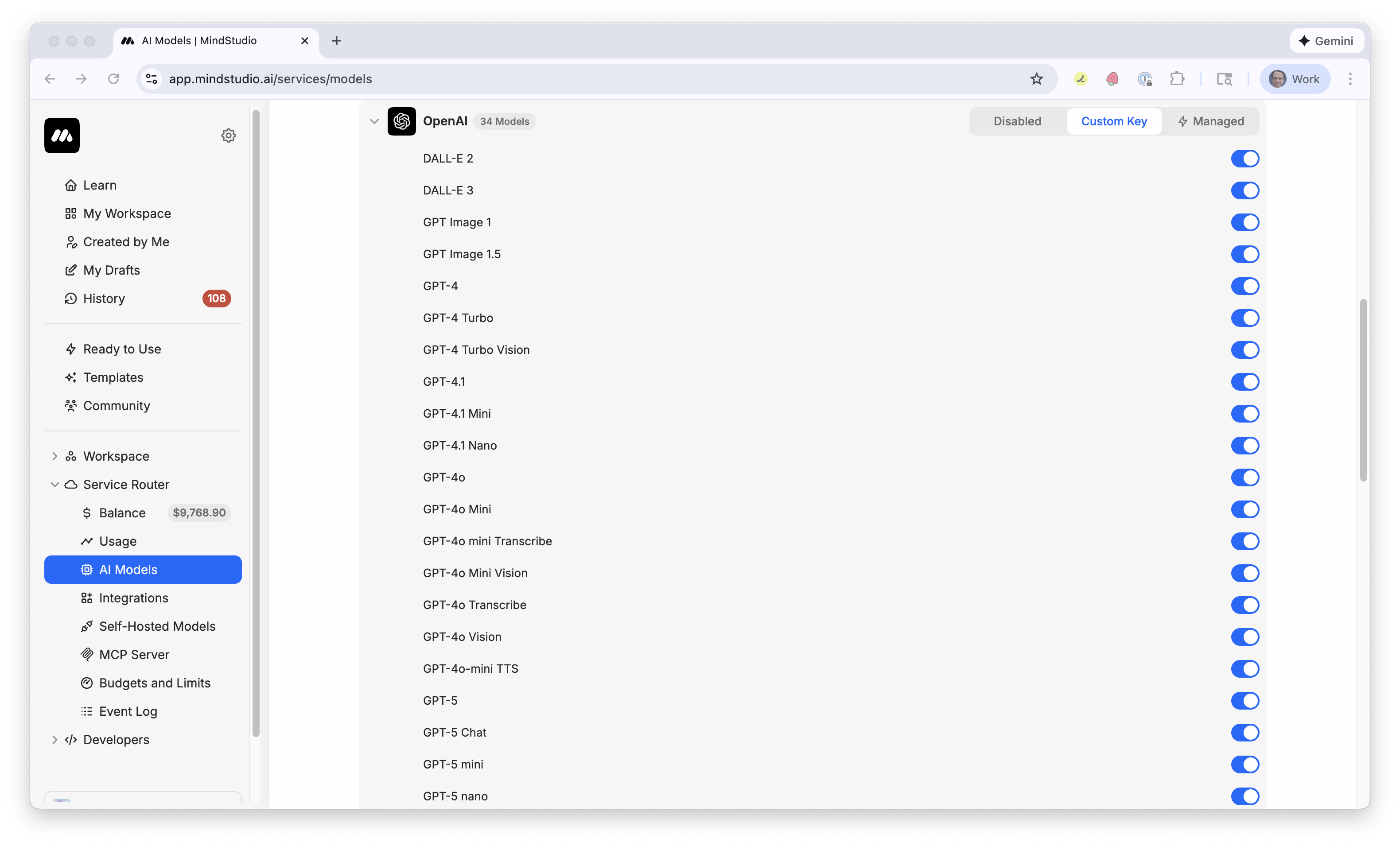 AI models by OpenAI that MindStudio manages