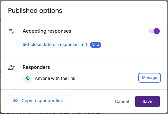 Save the Google Form