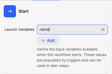 Add "name" as a launch variable in MindStudio