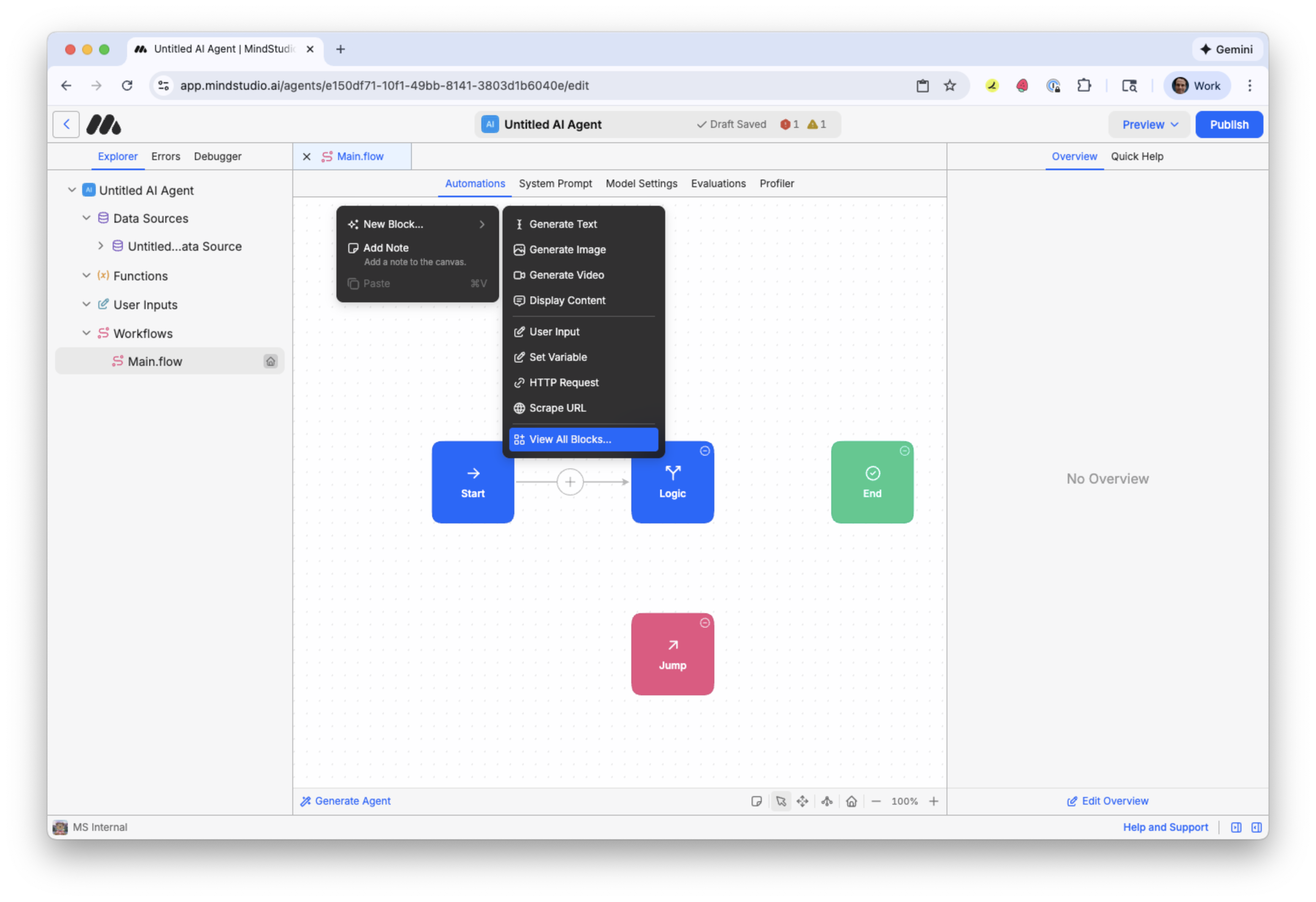 View all blocks in the MindStudio Automation Canvas