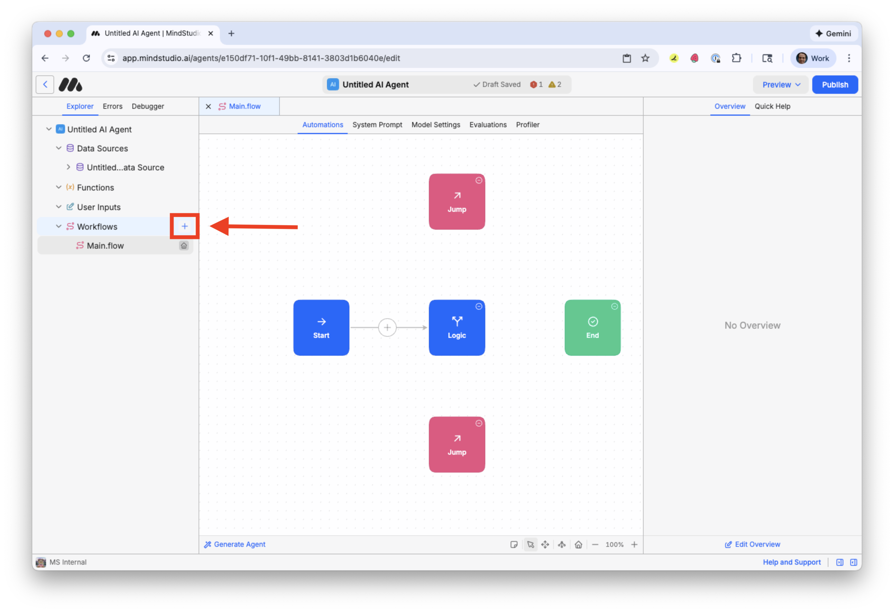 Add a second workflow the MindStudio AI agent