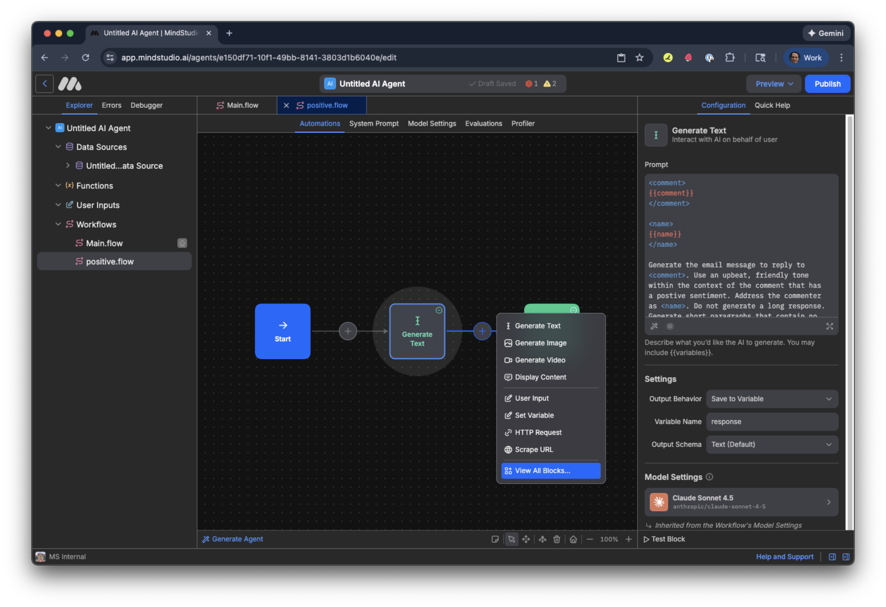 View all blocks in the MindStudio Automation Canvas