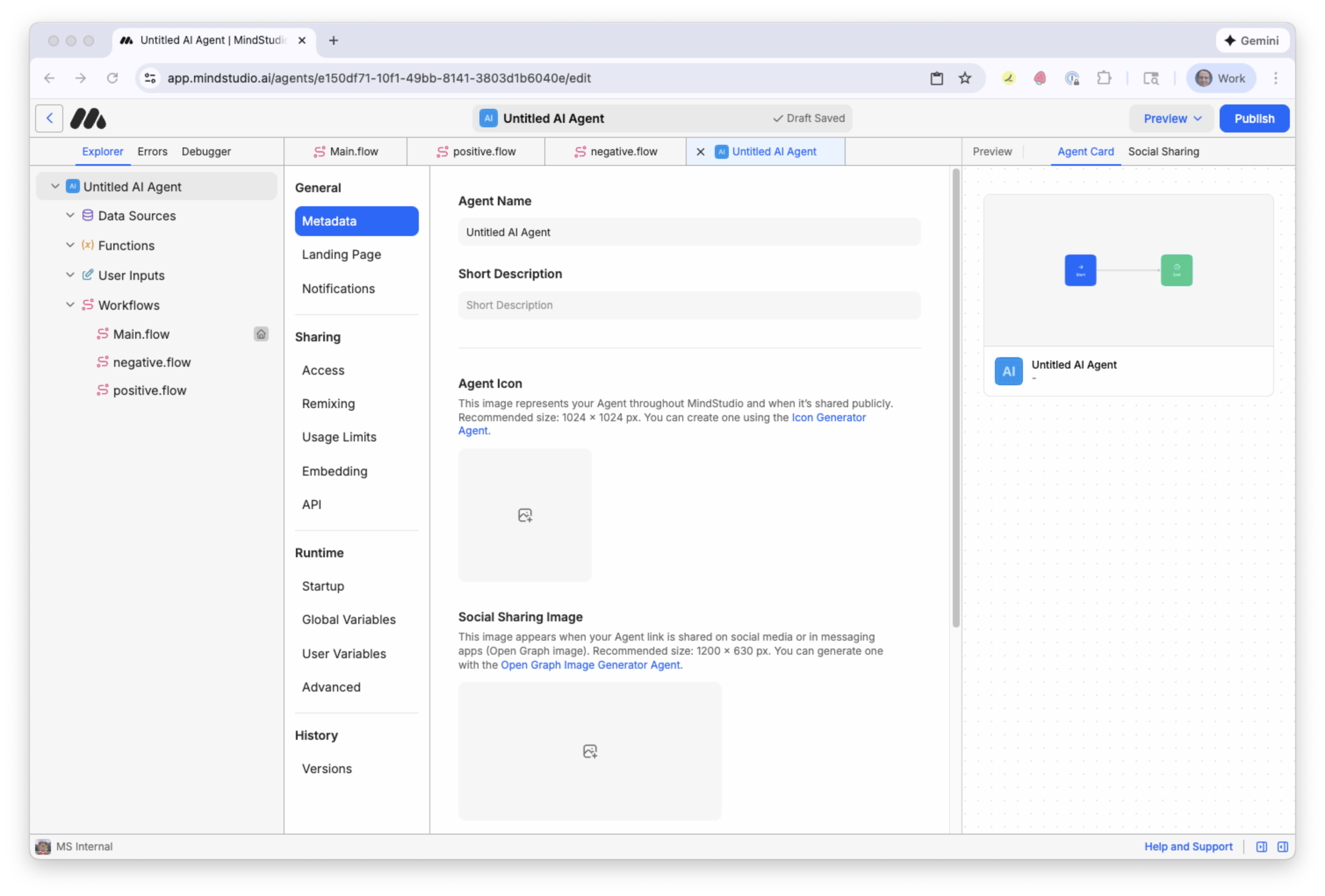 Click Untitled AI Agent in MindStudio