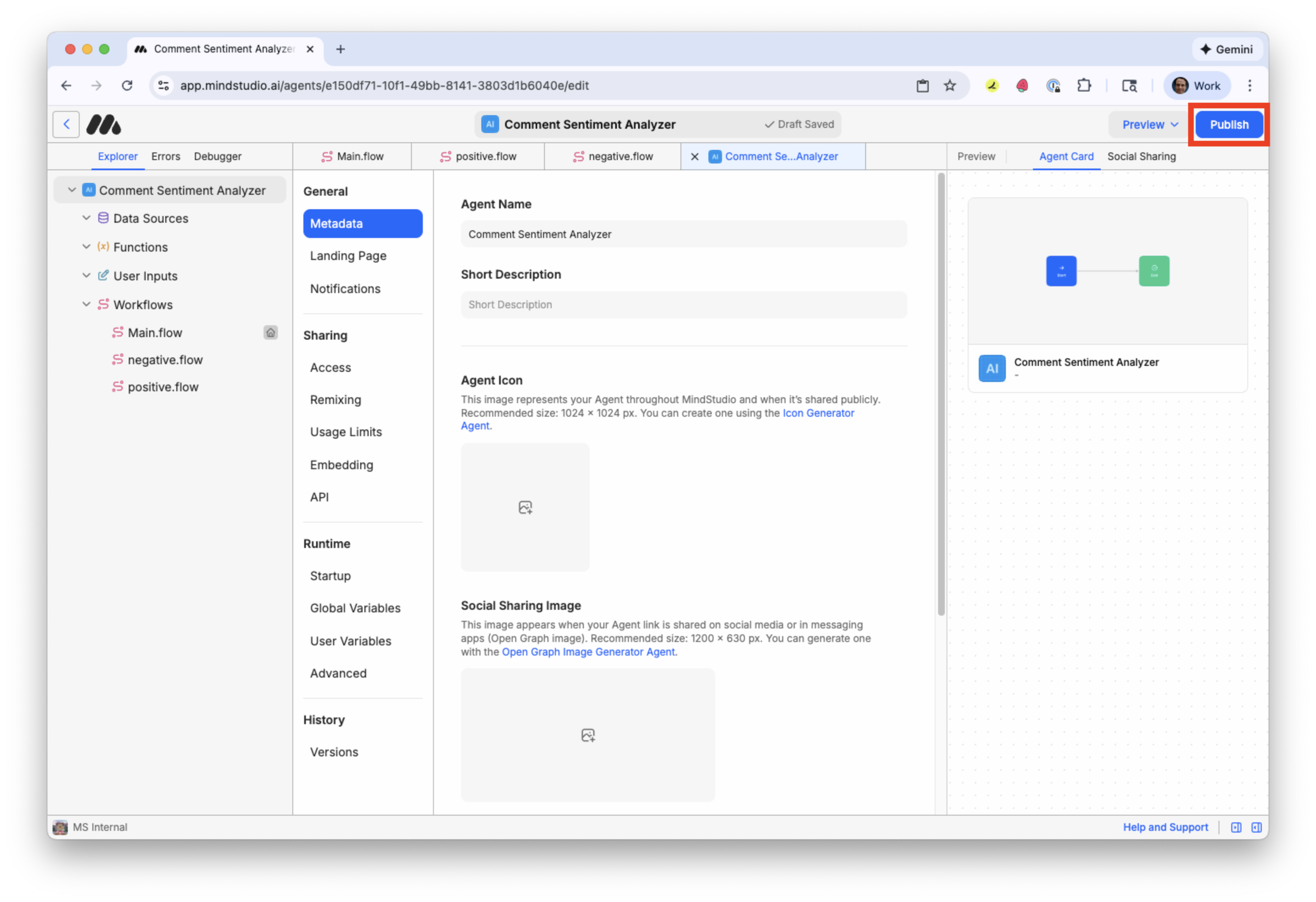 Publish the MindStudio AI agent