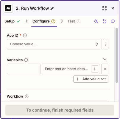 Paste your MindStudio AI agent's App ID into App ID setting