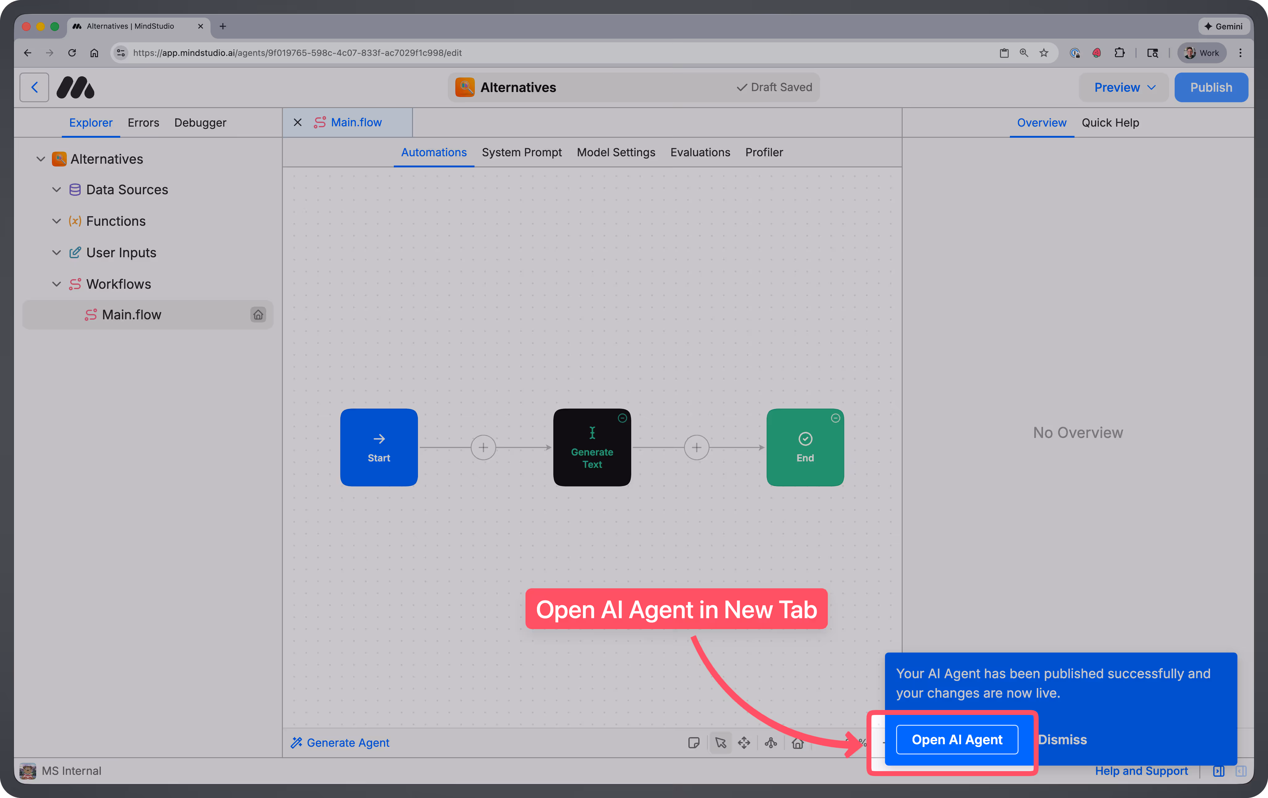 Open Agent button highlighted