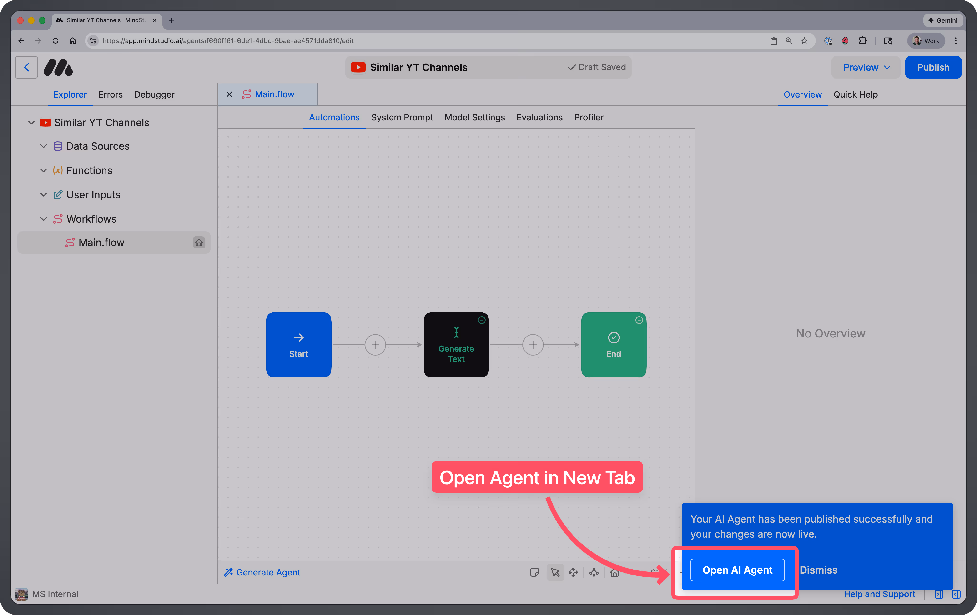 Open Agent button highlighted