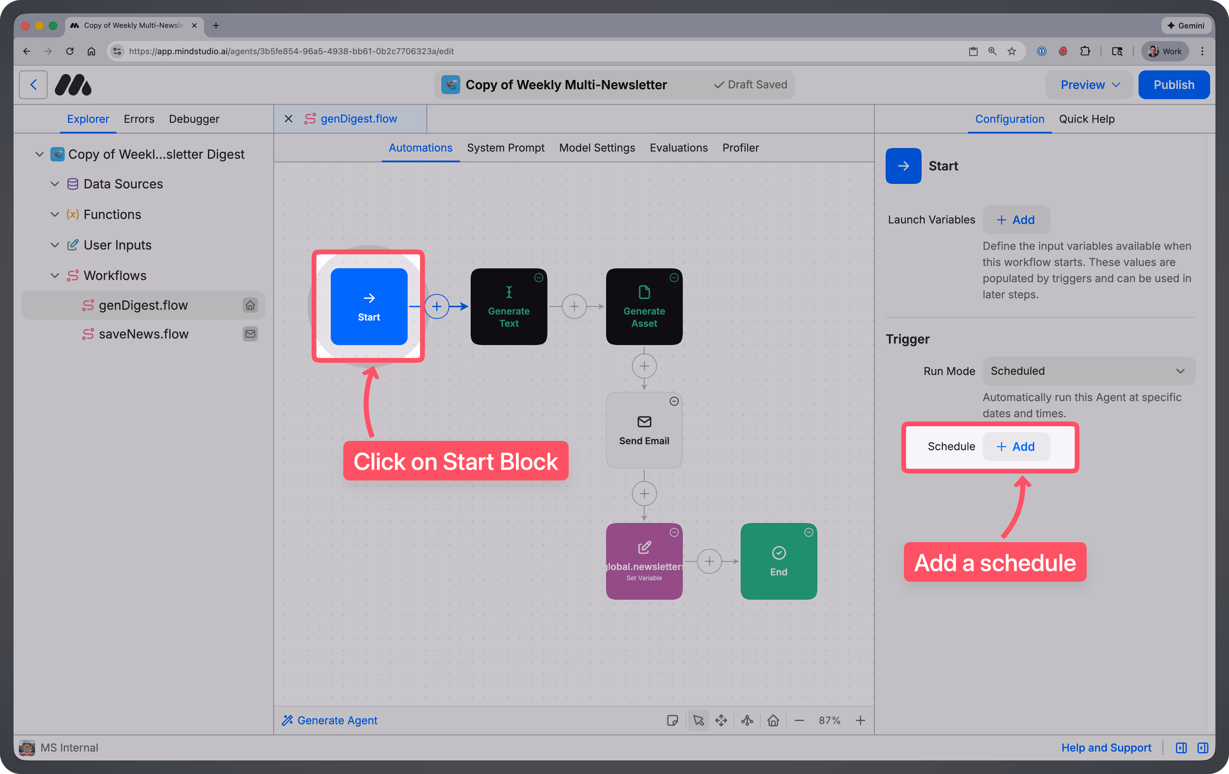 Controls for setting Agent Schedule