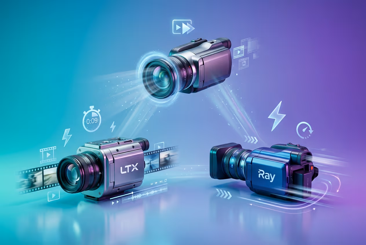 Three futuristic video cameras with