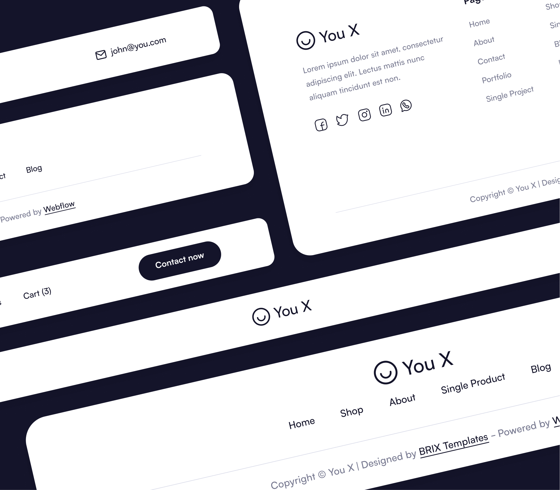You X - 3 Headers and Footers - Personal Brand Webflow Template