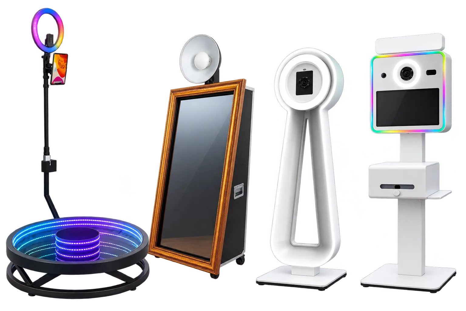 Classic Line devices by FiestaPics: 360° Ground Spinner, Magic Mirror Retro, Video Booth and Photobooth Classic