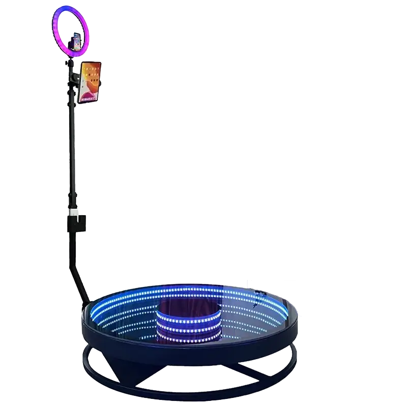 360° Ground Spinner mit beleuchteter Plattform und rotierendem Kameraarm