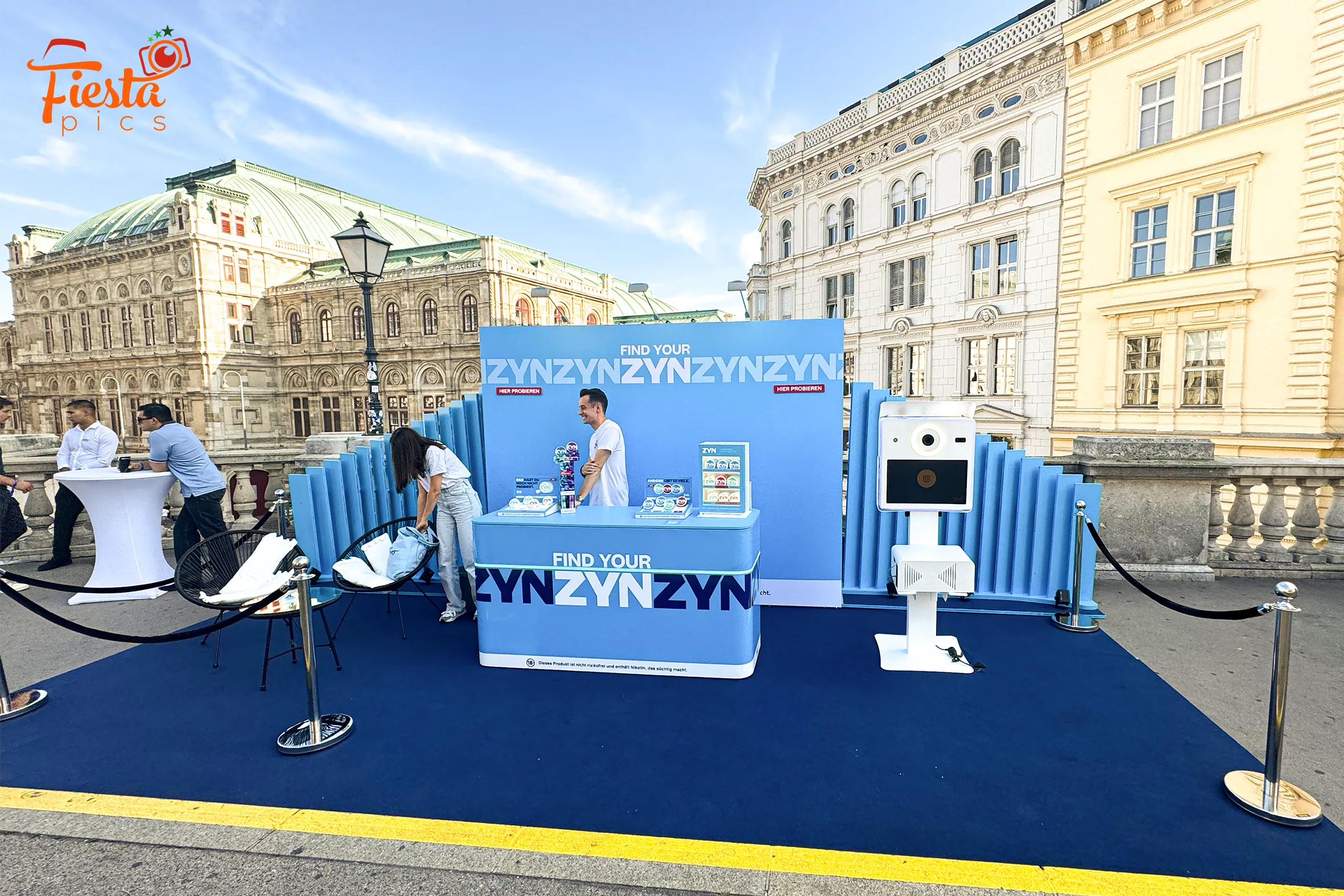 Branded FiestaPics photo station on the square in front of the Vienna State Opera