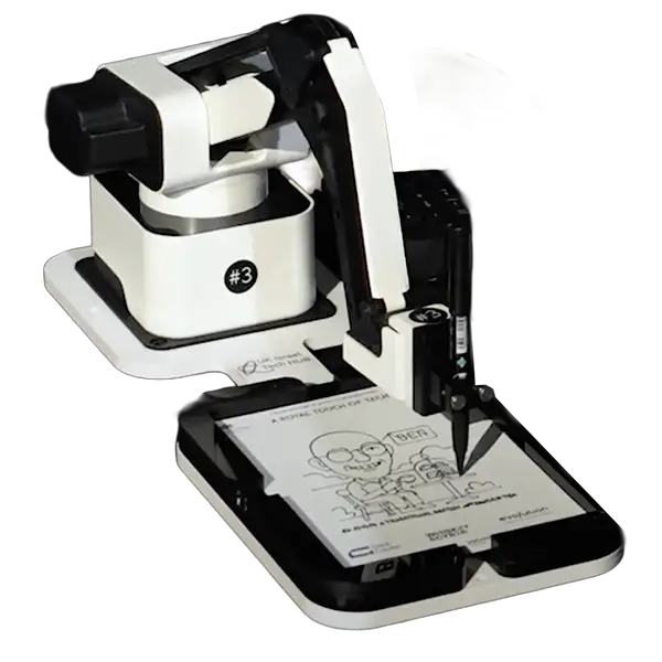 AI Sketcher robot arm with drawing paper, cut out