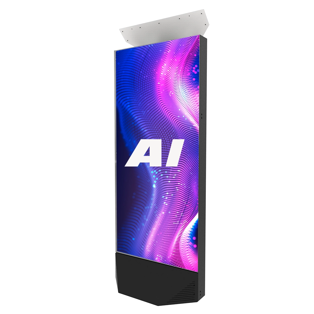 AI Magic Mirror mit großem Hochkant-Display und AI-Startbildschirm