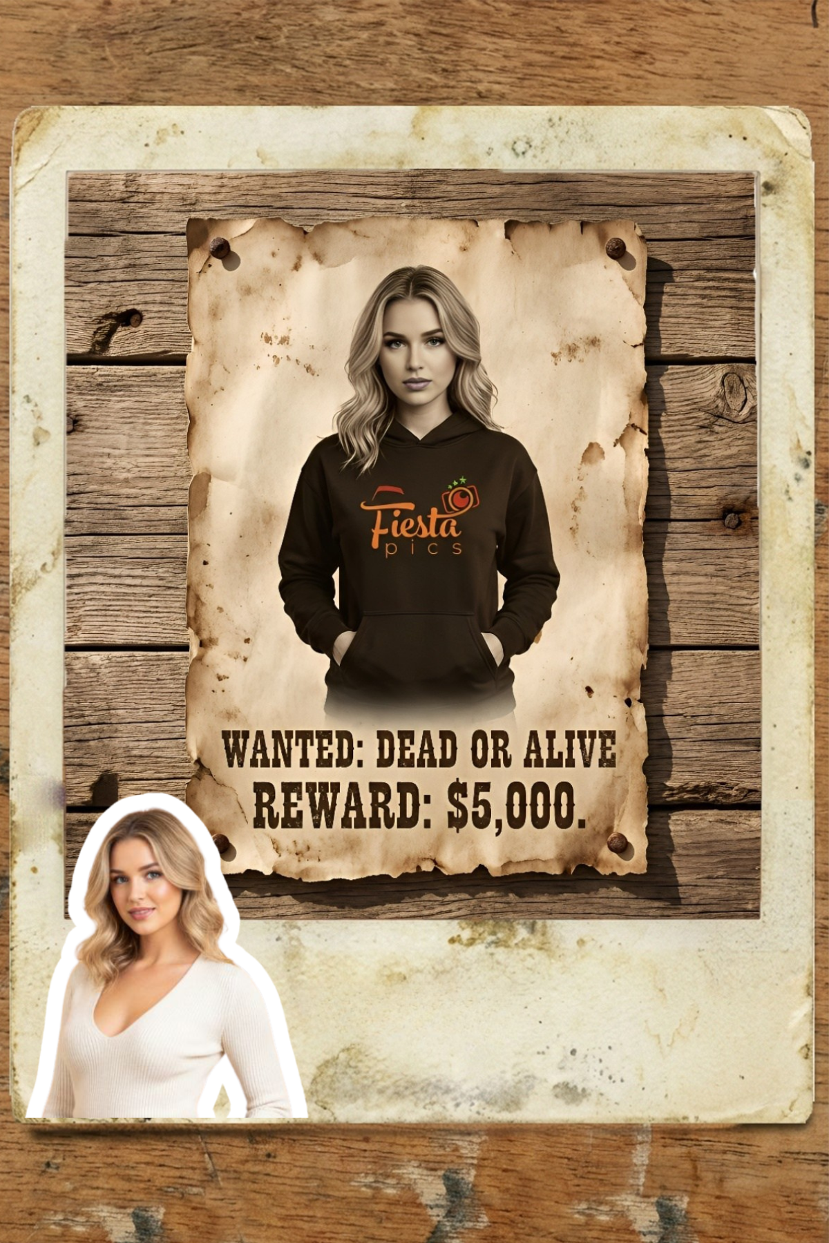 Guest turned into a wanted poster with company branding