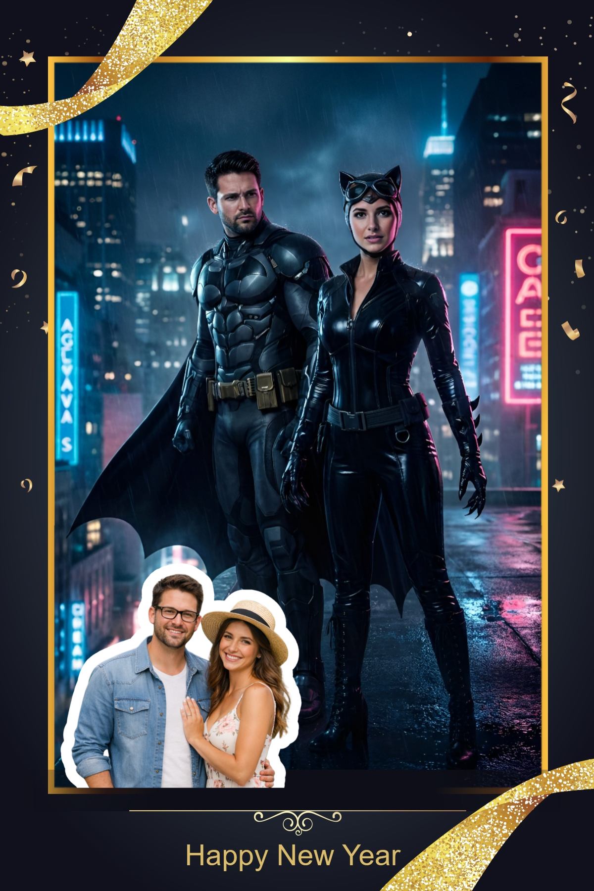 Guests transformed into superheroes inside a new year frame