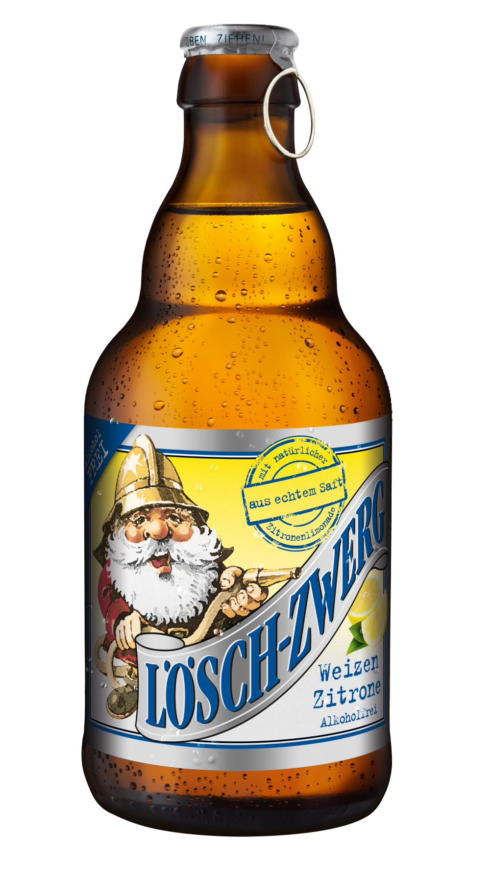 Abbildung der Lösch-Zwerg-Sorge Weizen Zitrone alkoholfrei in Glasflasche