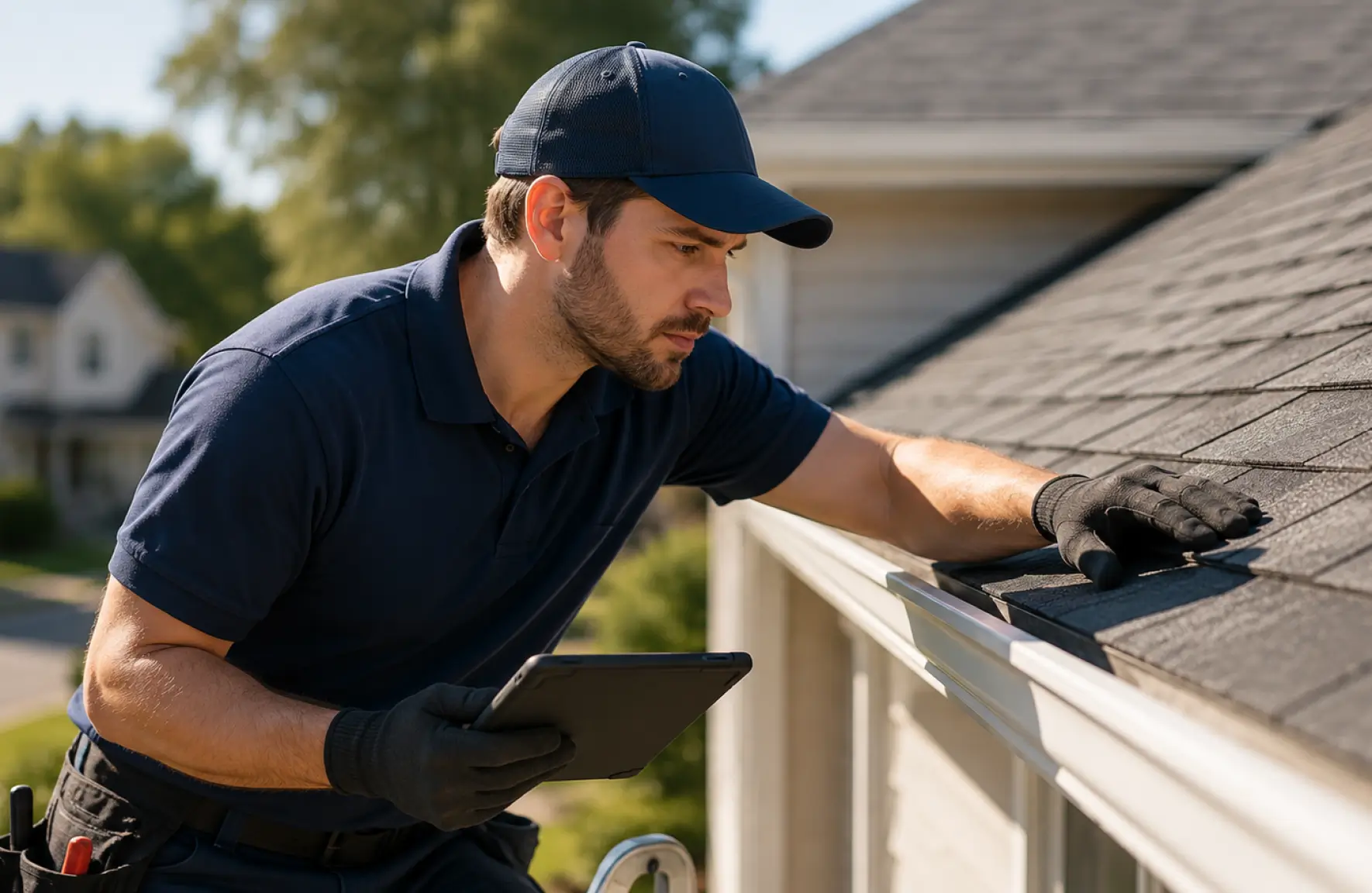 A property owner confirming completed work before payment is released