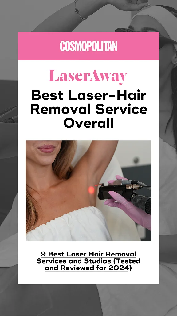 Woman receiving laser hair removal on underarm with a professional device and gloved hand.
