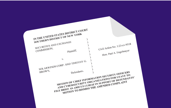 OpenPolicy’s Advocacy on behalf of the CISO Community impacting SEC v. SolarWinds and Tim Brown decision, Amicus Brief quoted by the Court 